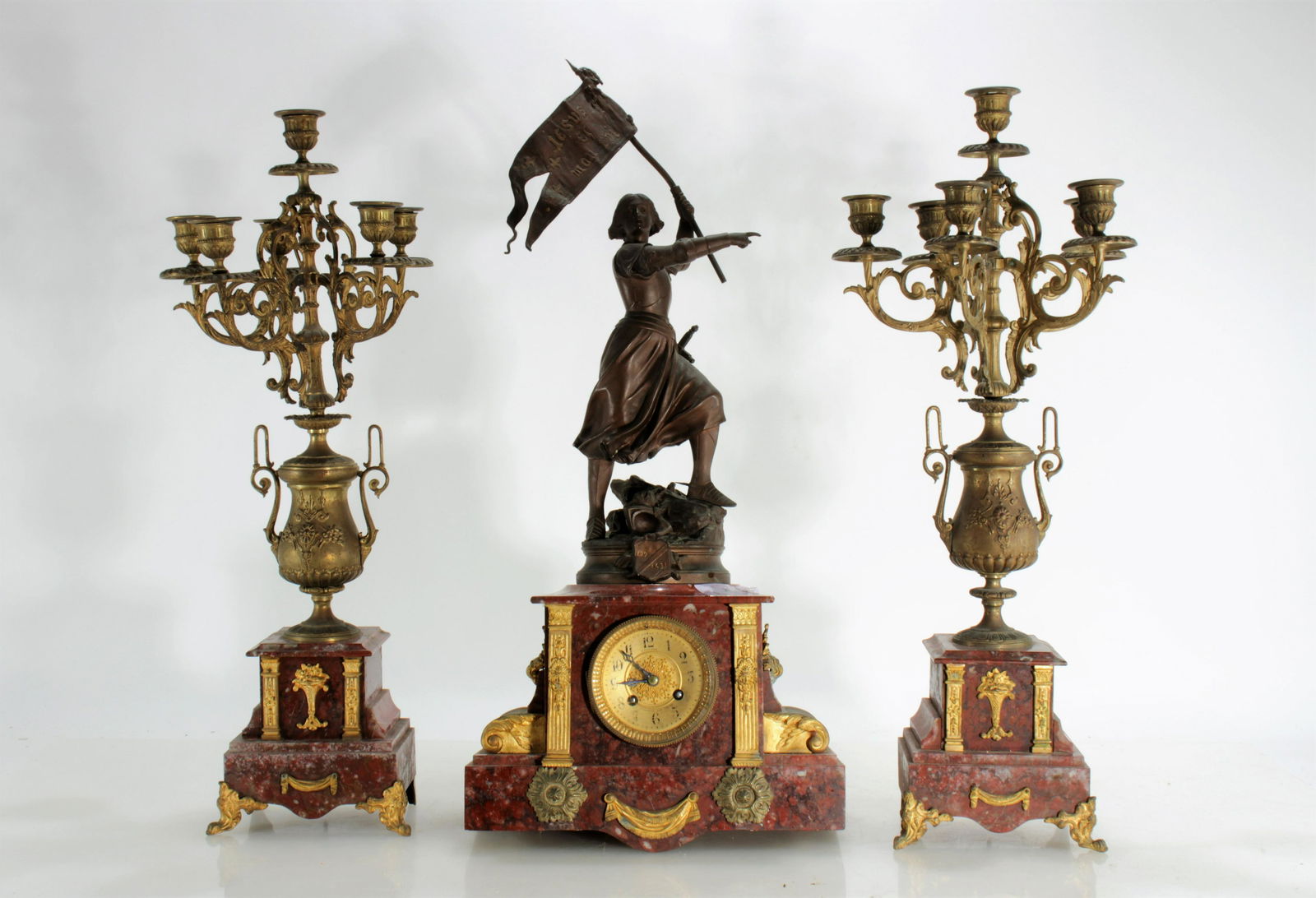 Japy Freres Gilt Brass & Marble Clock Garniture (1 of 12)