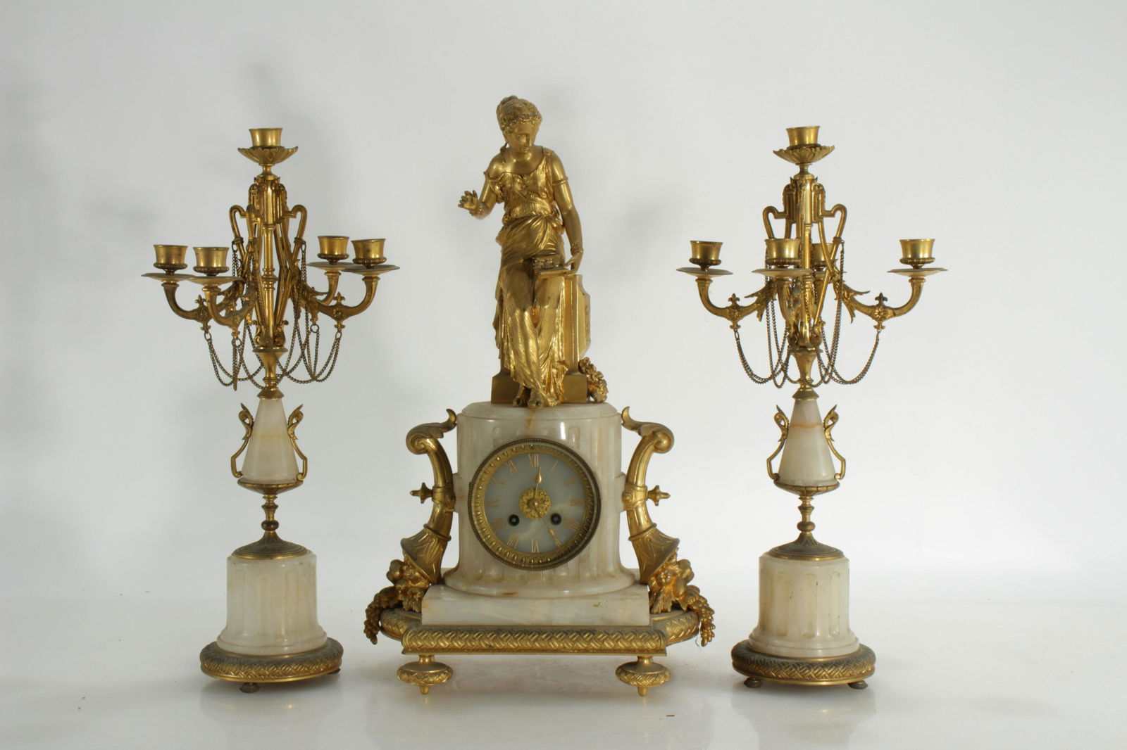 19th C. Brass & Marble Garniture Set (1 of 9)