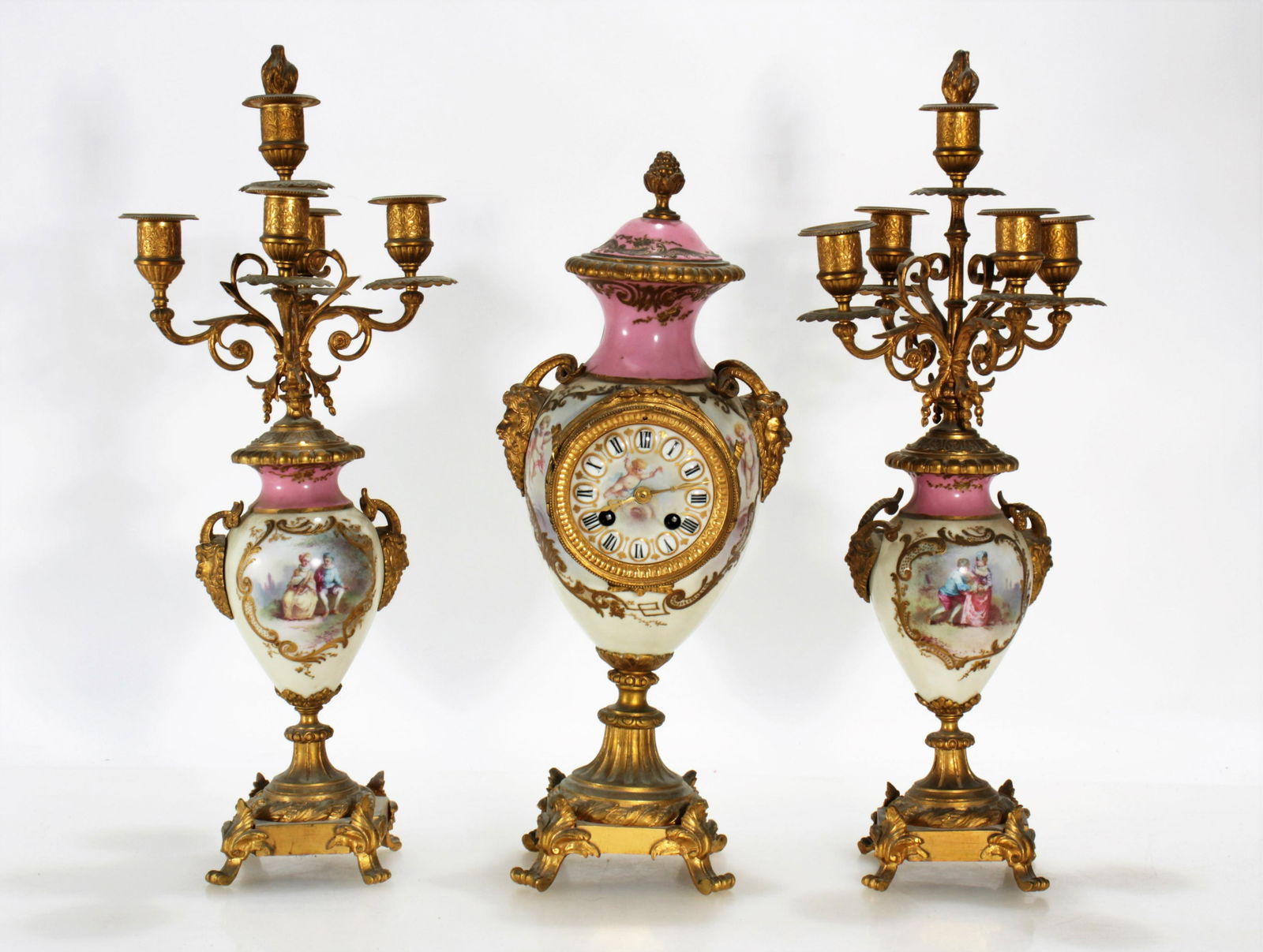French Ormolu and Porcelain Garniture Set, 19th C (1 of 9)