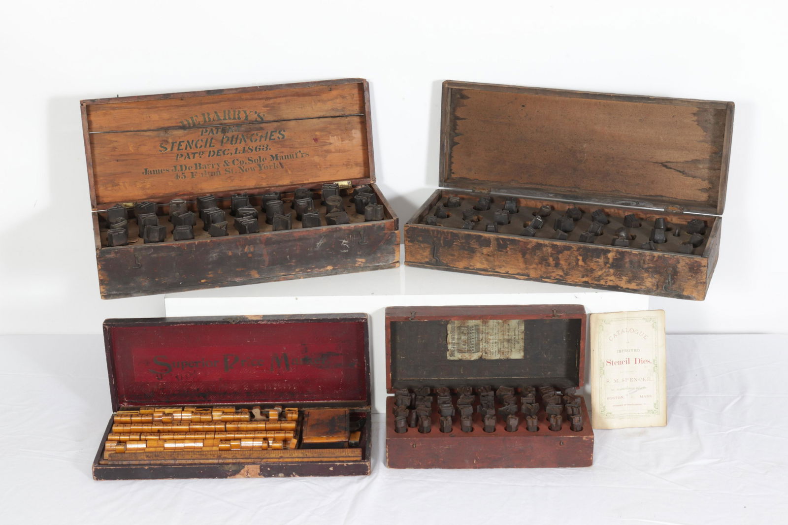 Vintage Metal Stencil Punch Sets, Ink Stamp Lot (1 of 10)