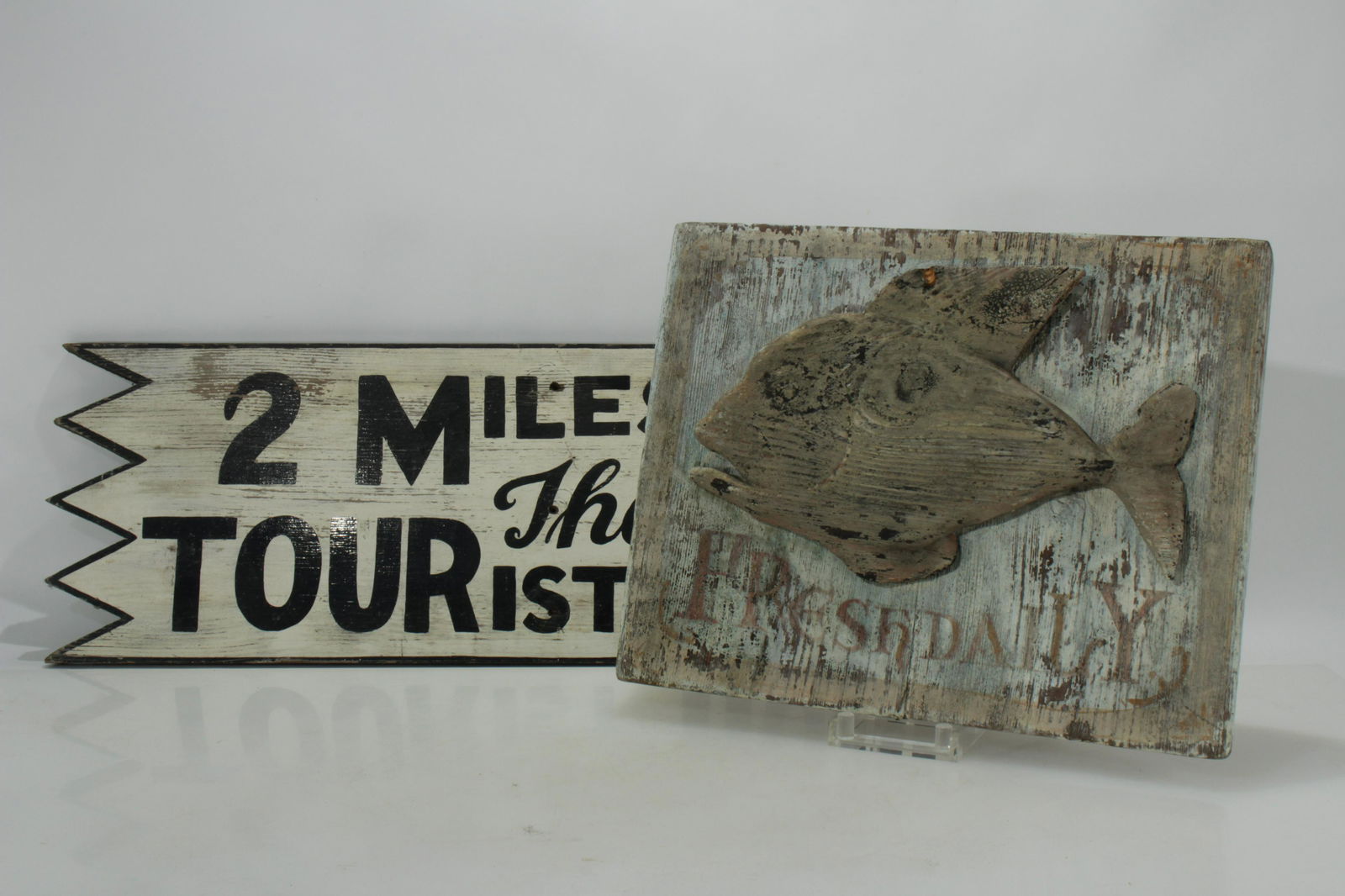 Vintage Folk Art Signs "Fresh Daily", "Tourist" (1 of 3)