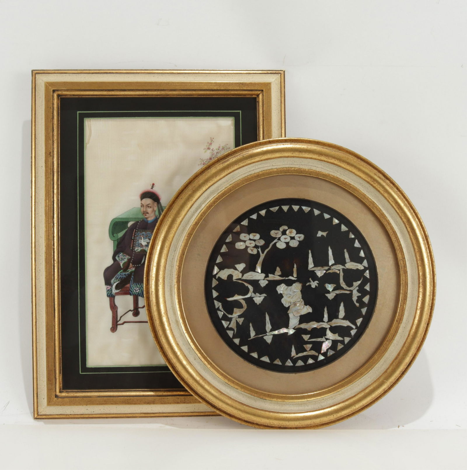 Chinese Pith Painting and Mother of Pearl Plaque (1 of 5)