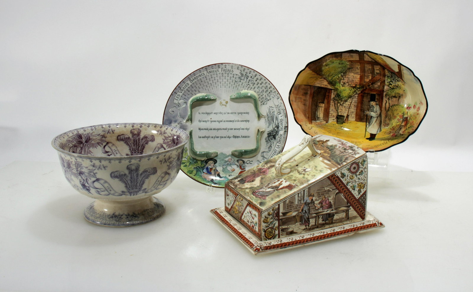 Group of English and French Stoneware: Group of English and French Stoneware, Royal Doulton, Georges Dreyfus, Cheshire & CP Co. Dimensions:Largest 6.75" H Property from the collection of Dr. William and Mary Smith Liebesman, Deal, NJ.