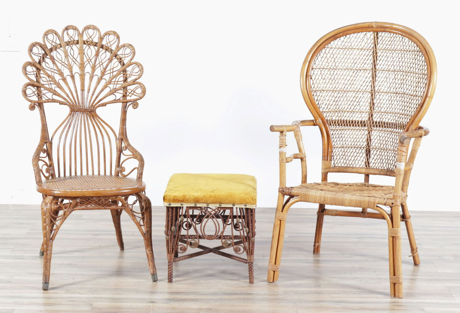 Wicker Peacock Armchair, Side Chair & Bench (1 of 6)