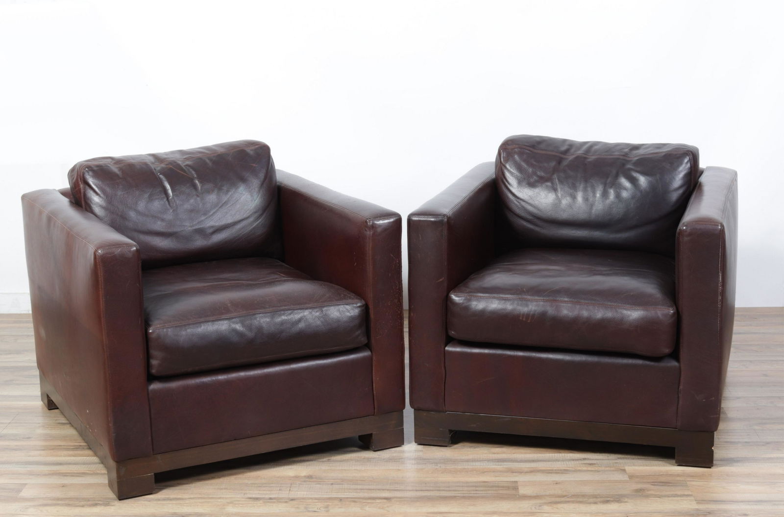 Pair Richter Chocolate Brown Leather Club Chairs (1 of 7)