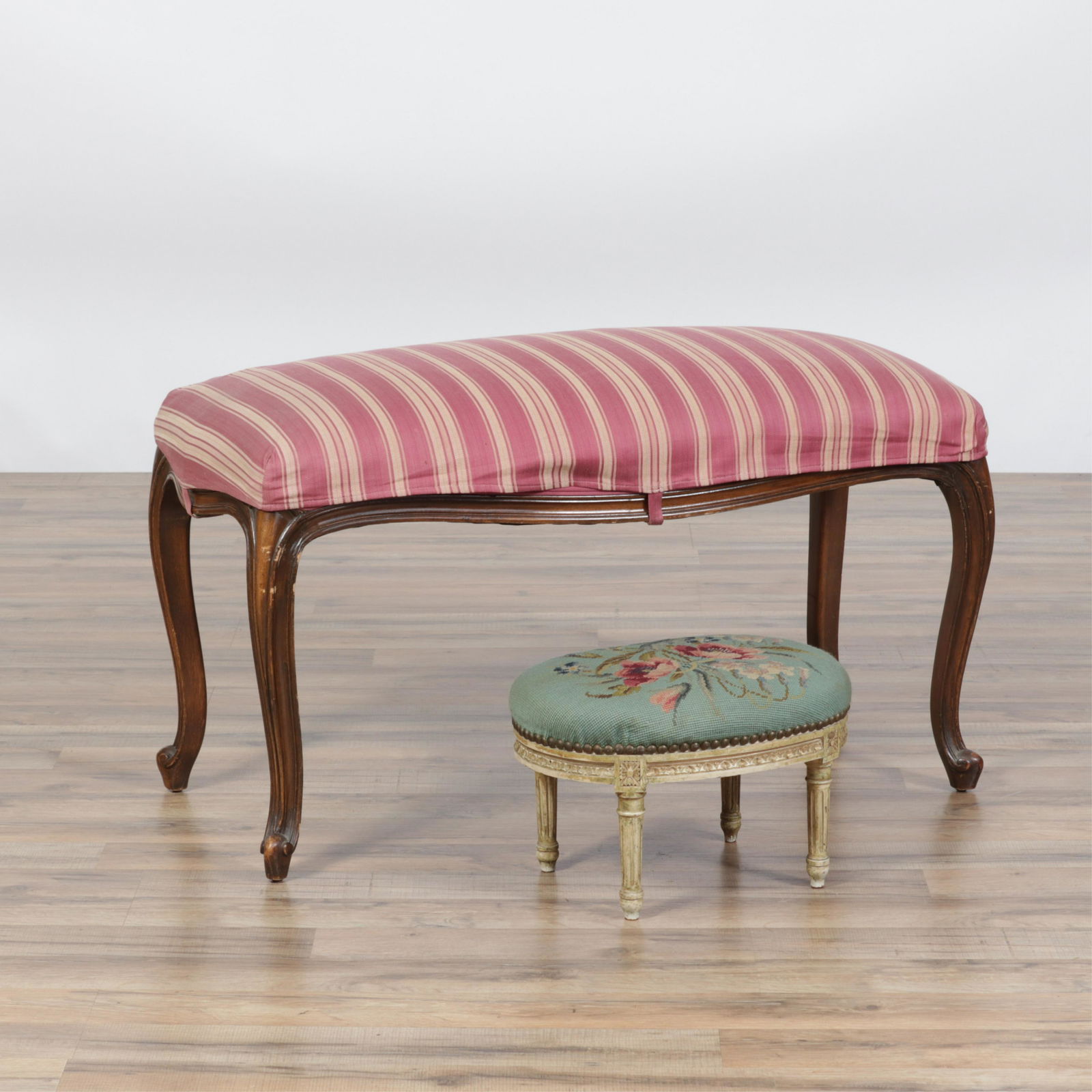 Louis XV Style Banquette & Footstool (1 of 8)