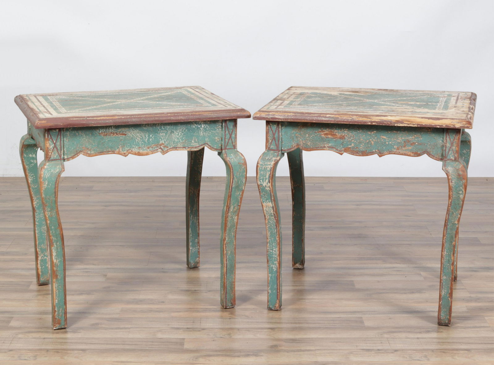 Pair Rococo Style Green Painted Side Tables (1 of 6)
