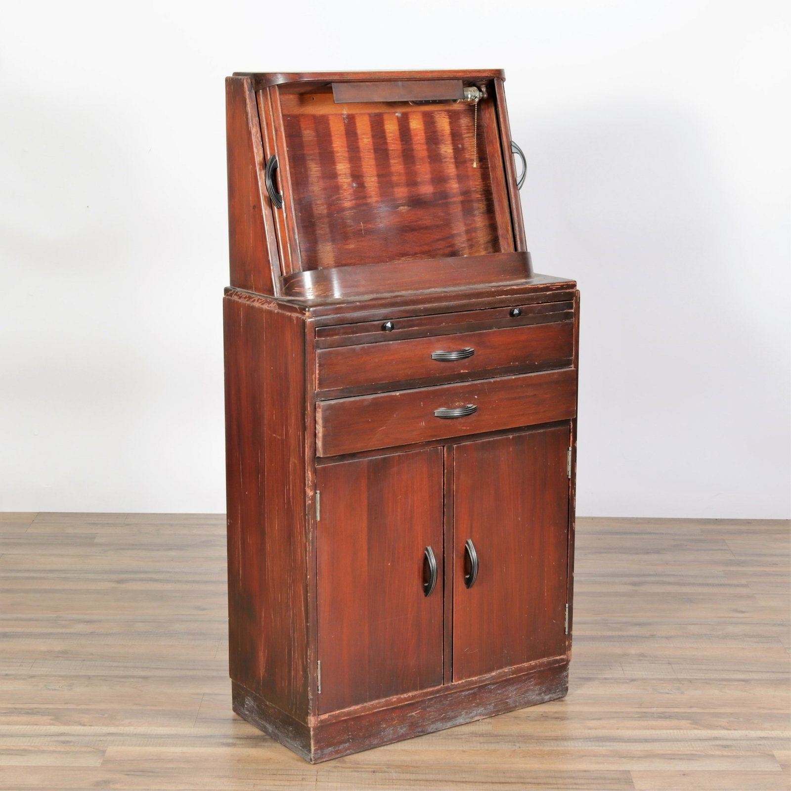 Art Deco Mahogany Optometrist Cabinet, c.1930: Art Deco Mahogany Optometrist Cabinet, circa 1930 Dimensions:51.25" H x 25.25" W x 12.75" D Property from the collection of Dr. William and Mary Smith Liebesman, Deal, NJ.