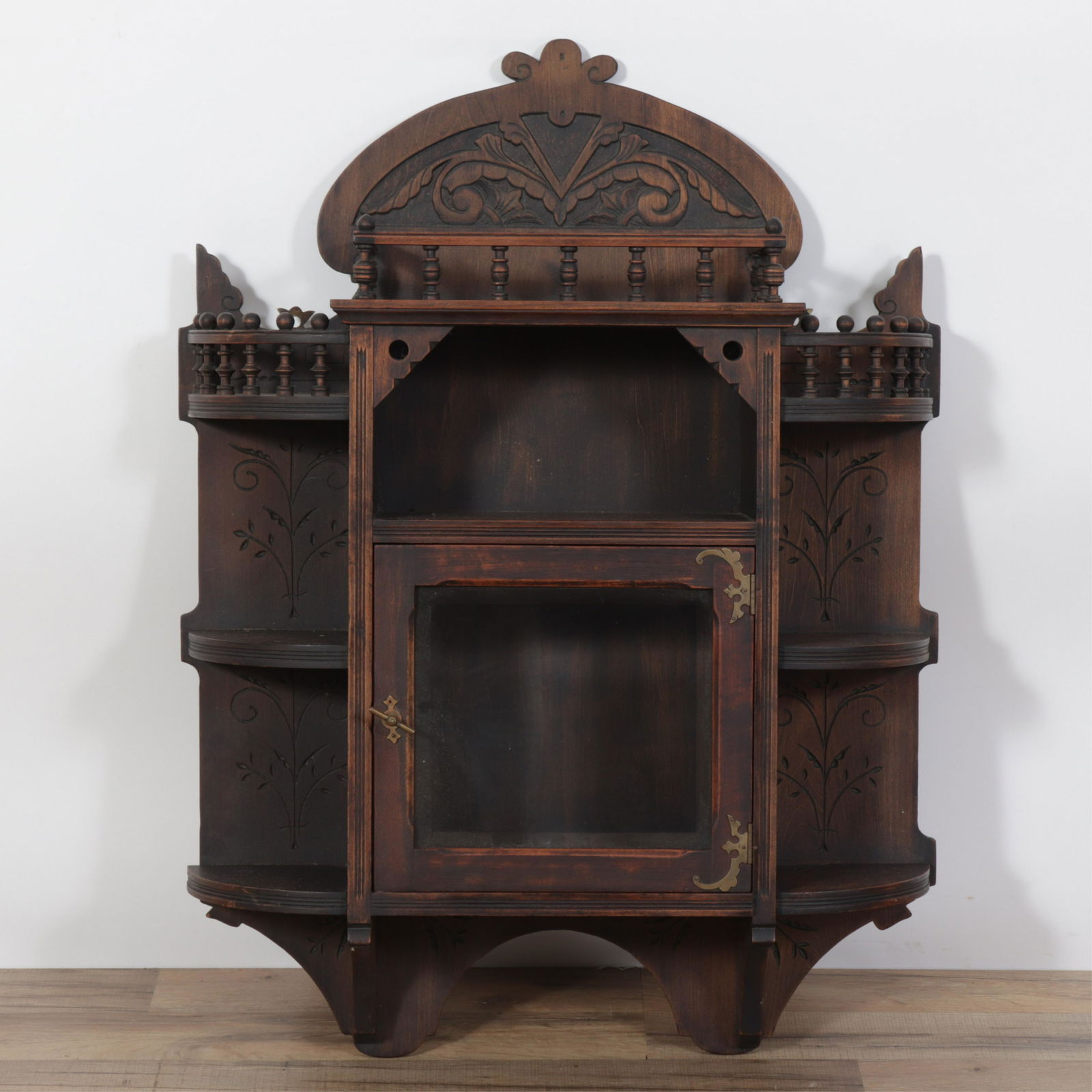 Aesthetic Movement Cherry Hanging Cabinet, 19C. (1 of 5)