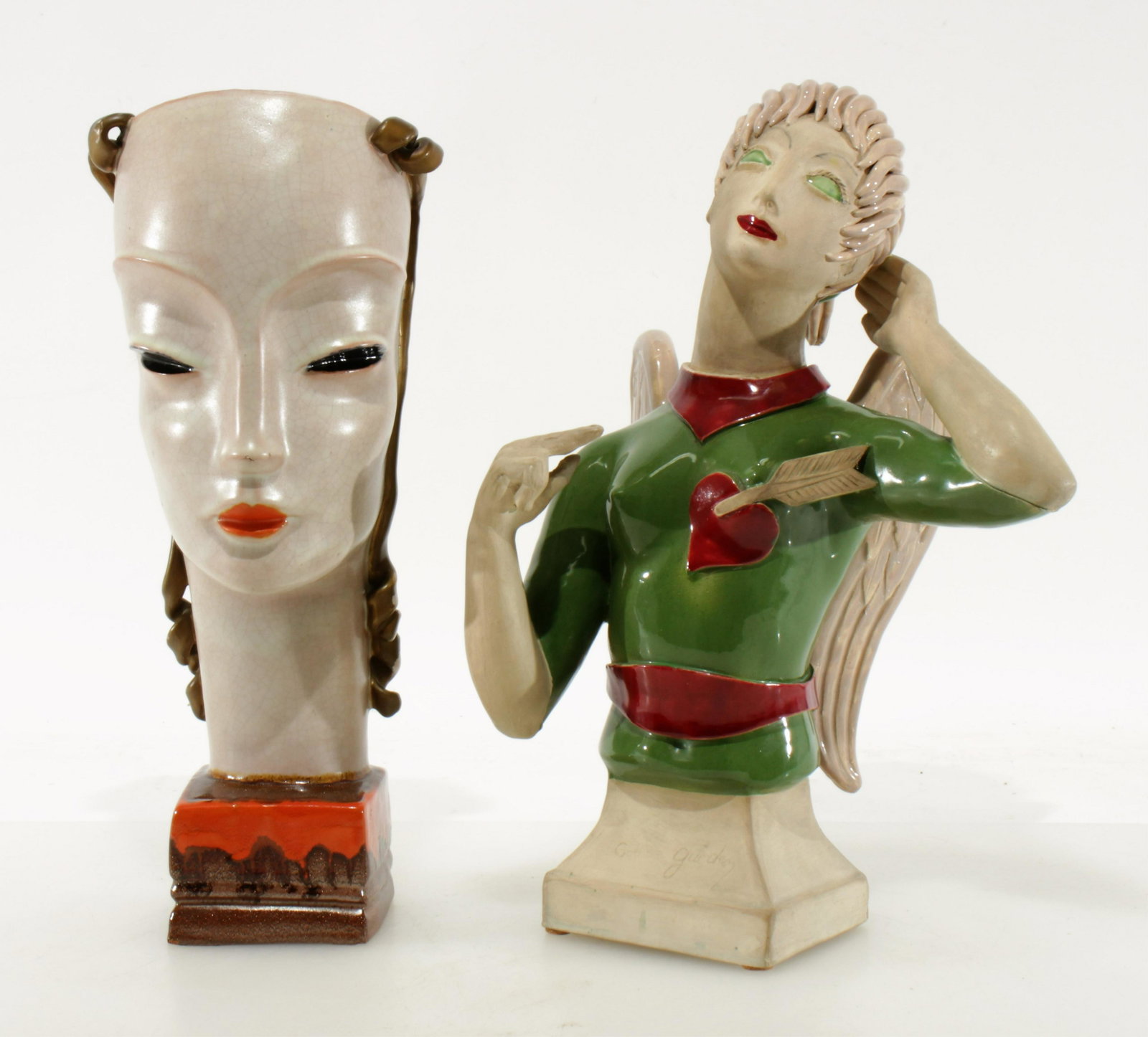 Goldscheider Ceramic Bust & C. Guedez Angel (1 of 6)