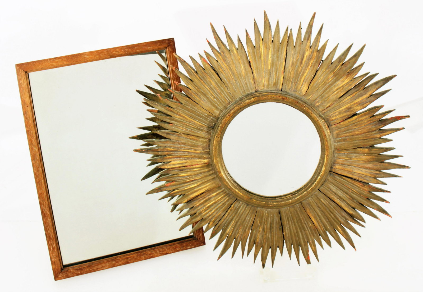 Jean Michel Frank Style Desk Mirror & Mirror: Jean Michel Frank Style Desk Mirror & Sunburst Mirror Dimensions: Sunburst 18" Dia.
