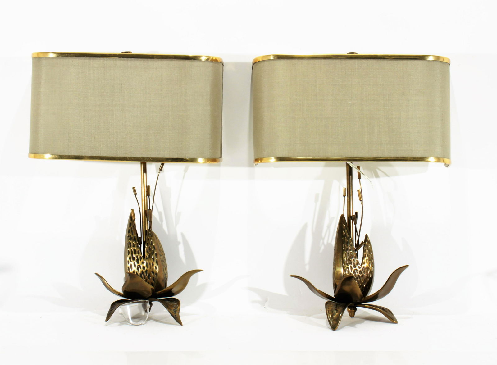 Cast Brass Sconces, possibly Maison Charles: Cast Brass Sconces, possibly Maison CharlesDimensions: 17.5" H
