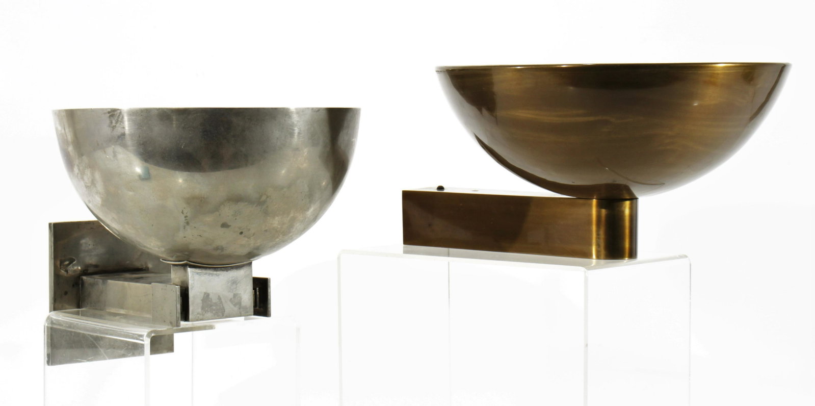 Desny Silvered Plate Sconces & Brass Sconce: Desny Silvered Plate Sconces & Brass Sconce, stamped DESNY PARIS Depose, Metal Pargente Dimensions: 8.75" H