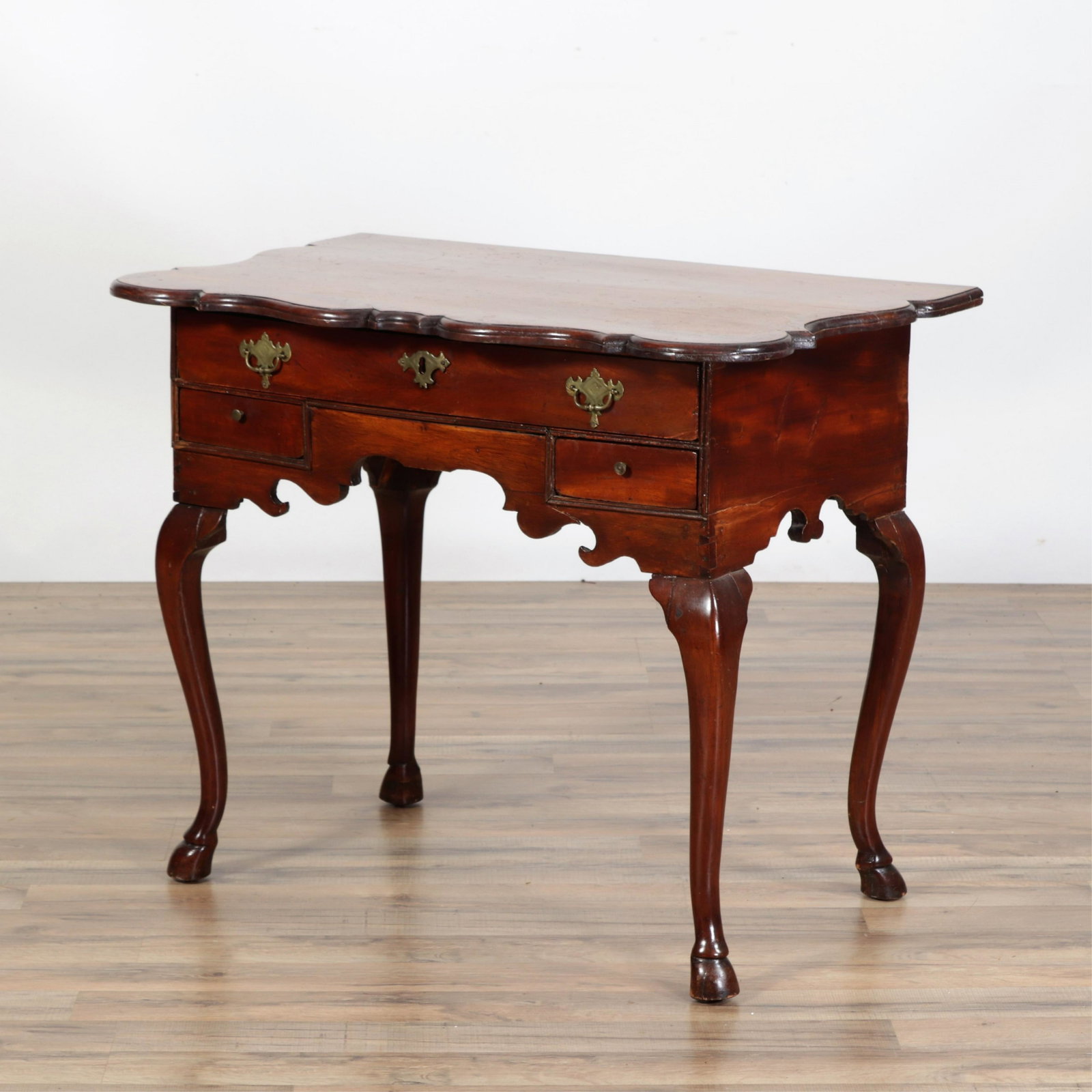 Queen Anne Style Mahogany Low Boy: Queen Anne Style Mahogany Low Boy composed of older parts. Dimensions: 29.75 x 35.25 x 22