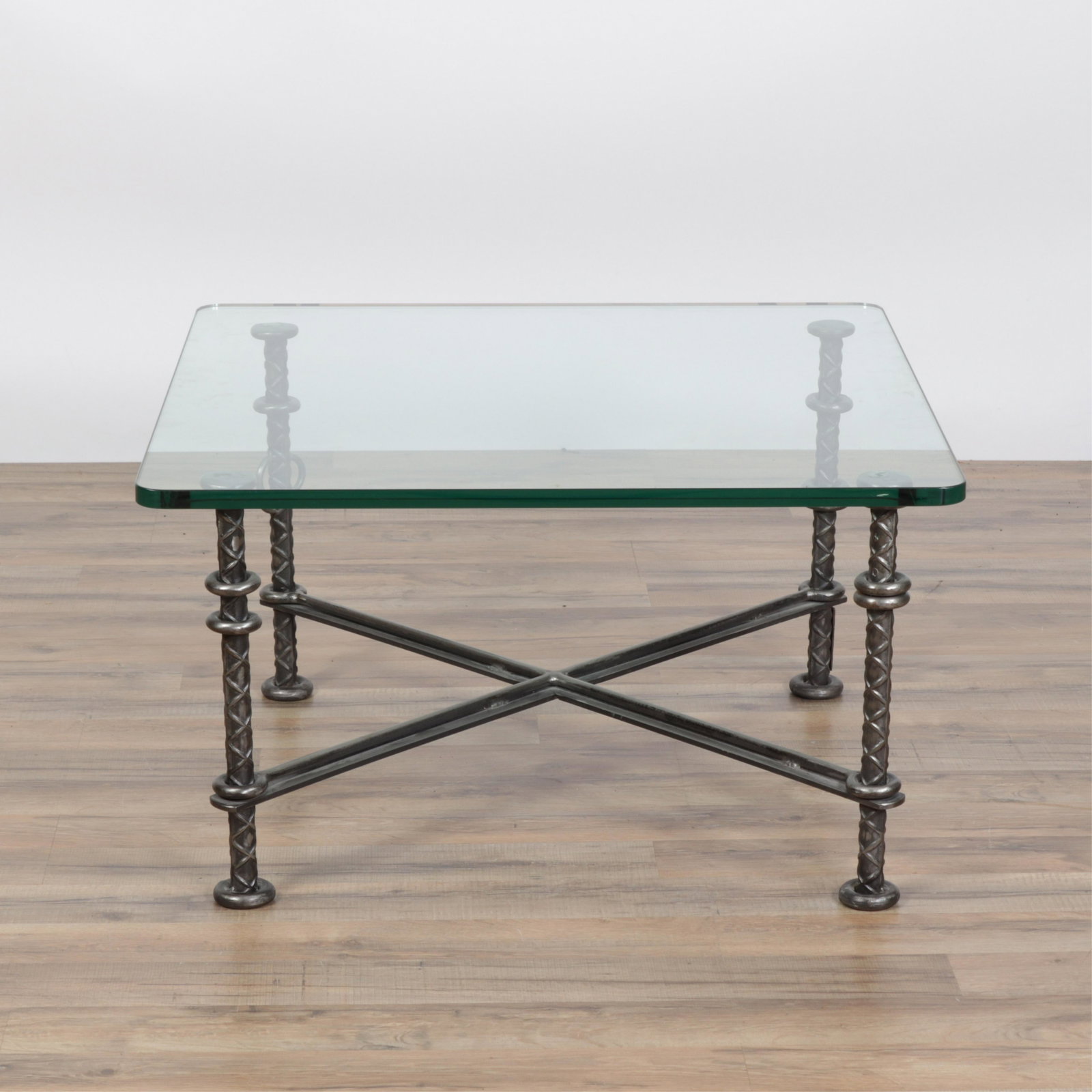 Industrial Iron Kabar Side Table: Industrial Iron Kabar Side Table Dimensions: 17" H x 30" Sq.