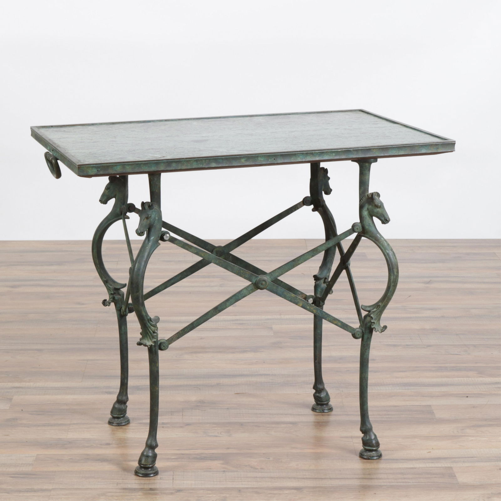 Roman Style Patinated Bronze Table with Marble Top (1 of 6)