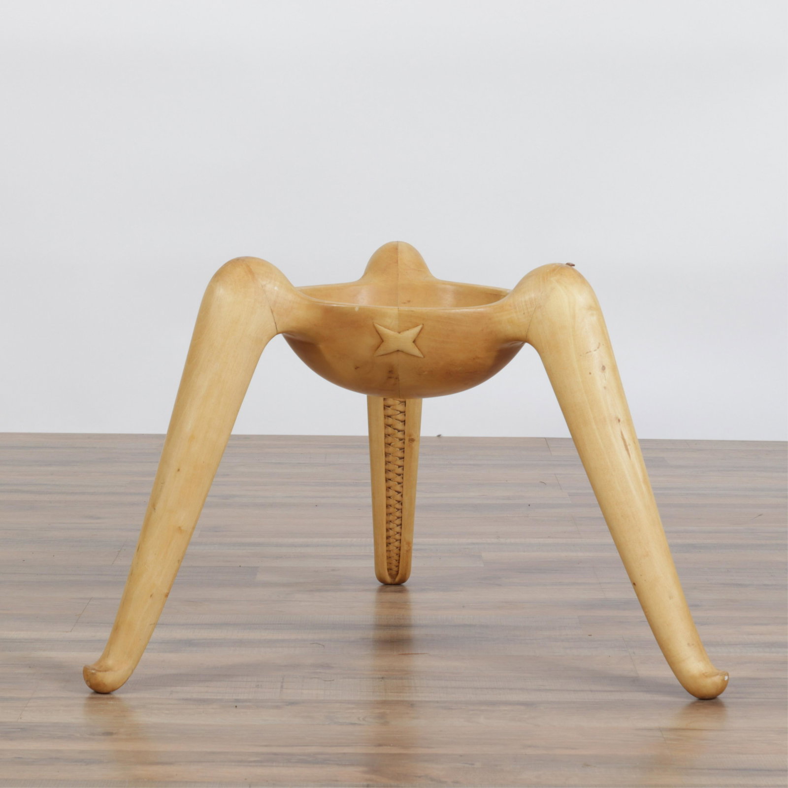 Modern Carved Maple Table Base: Modern Carved Maple Table Base Dimensions: 18" H x 27" Dia. at foot.