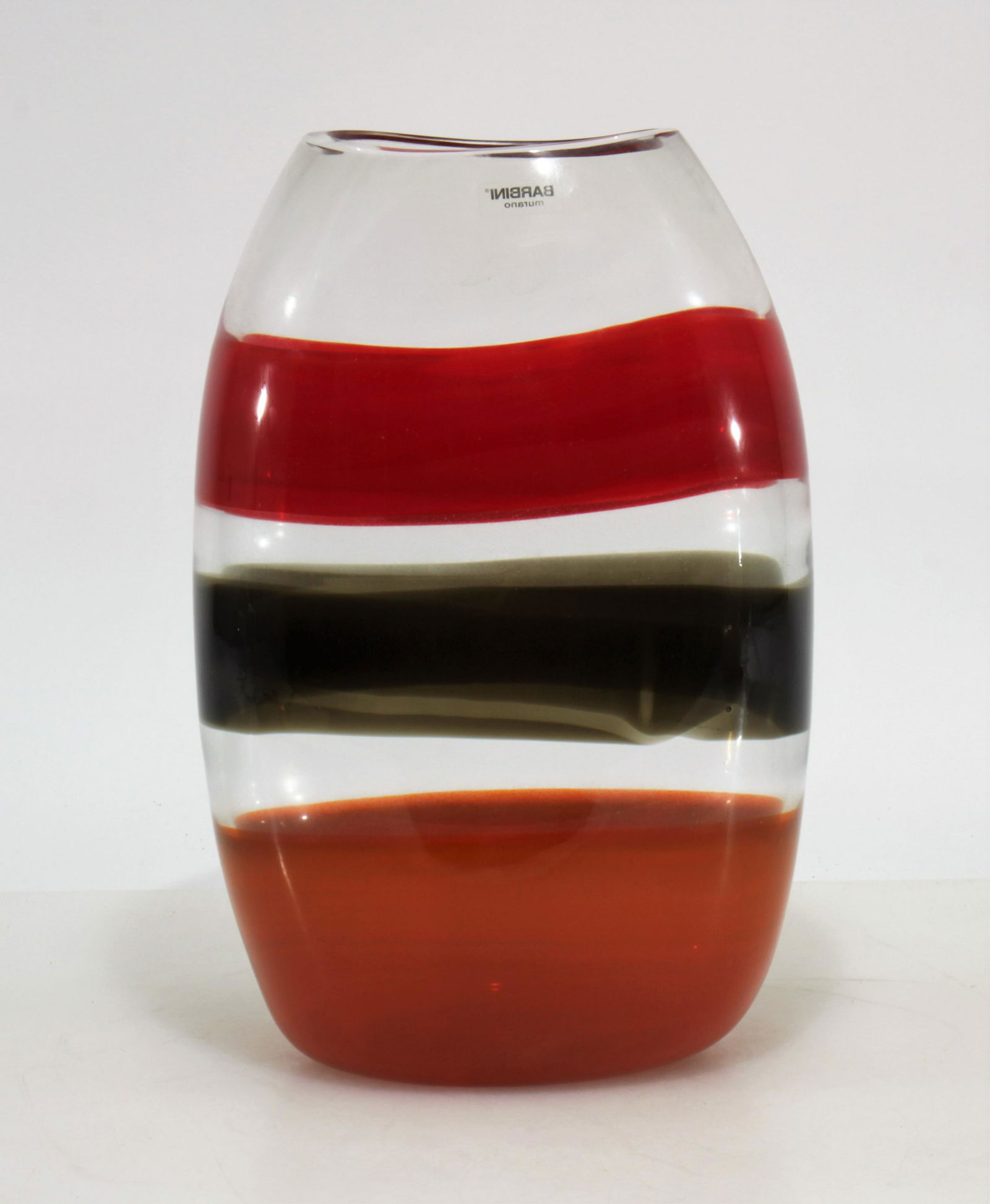 Alfredo Barbini - Red & Clear Glass Vase, 1970 (1 of 3)