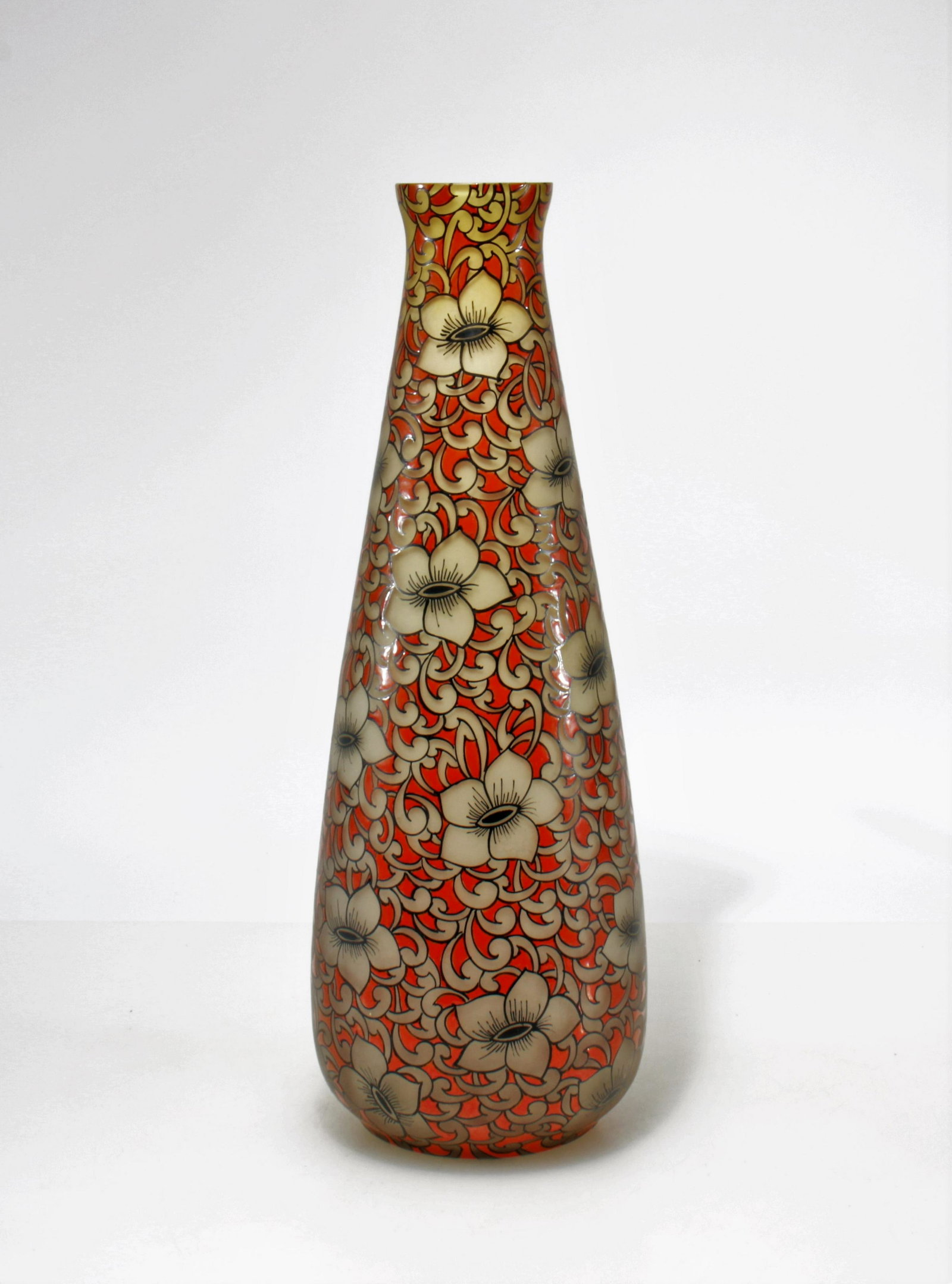 Leune - Enameled Frosted Glass Vase, 1920 (1 of 3)