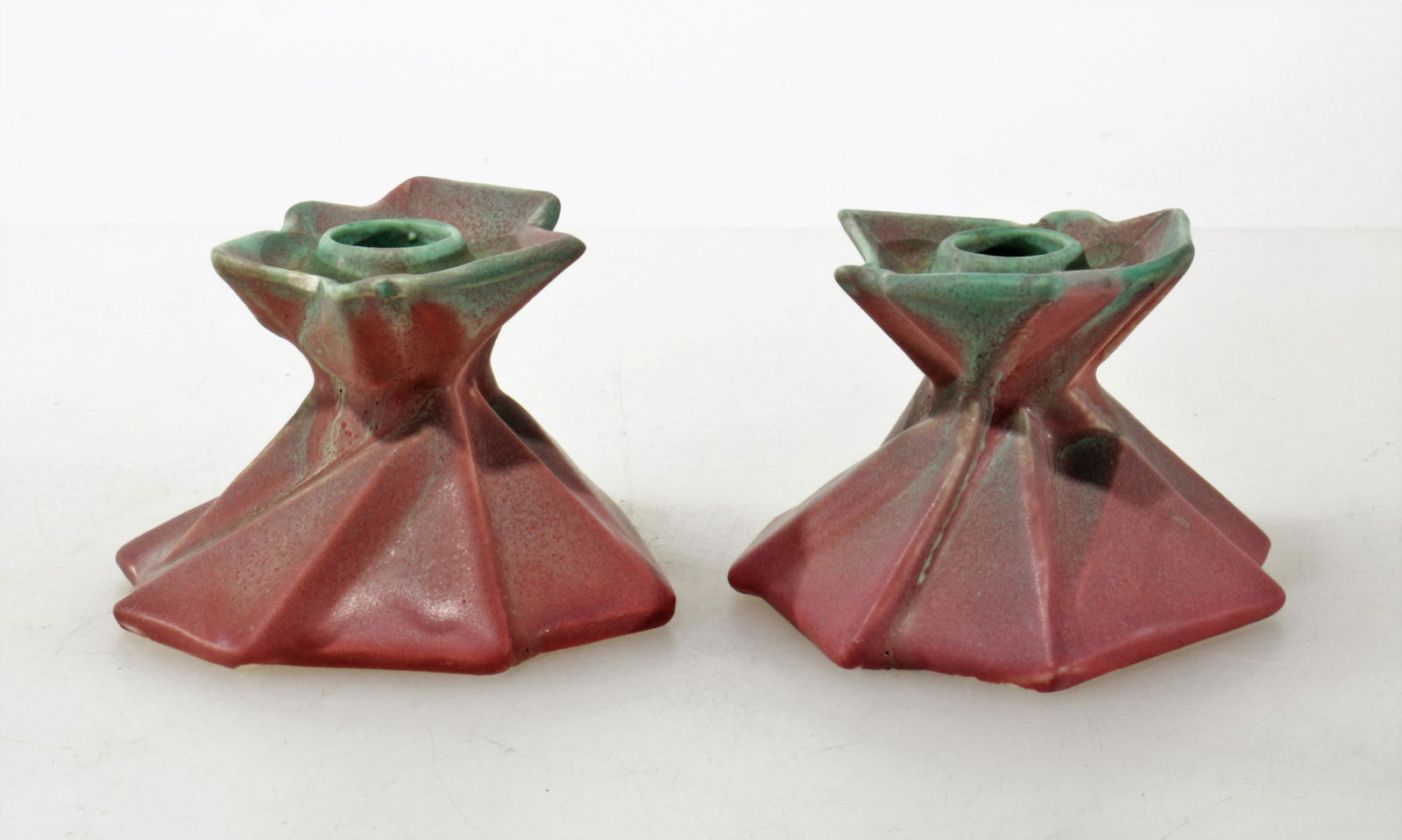 Muncie - Pair Art Deco Ruba Rombic Candlesticks (1 of 3)