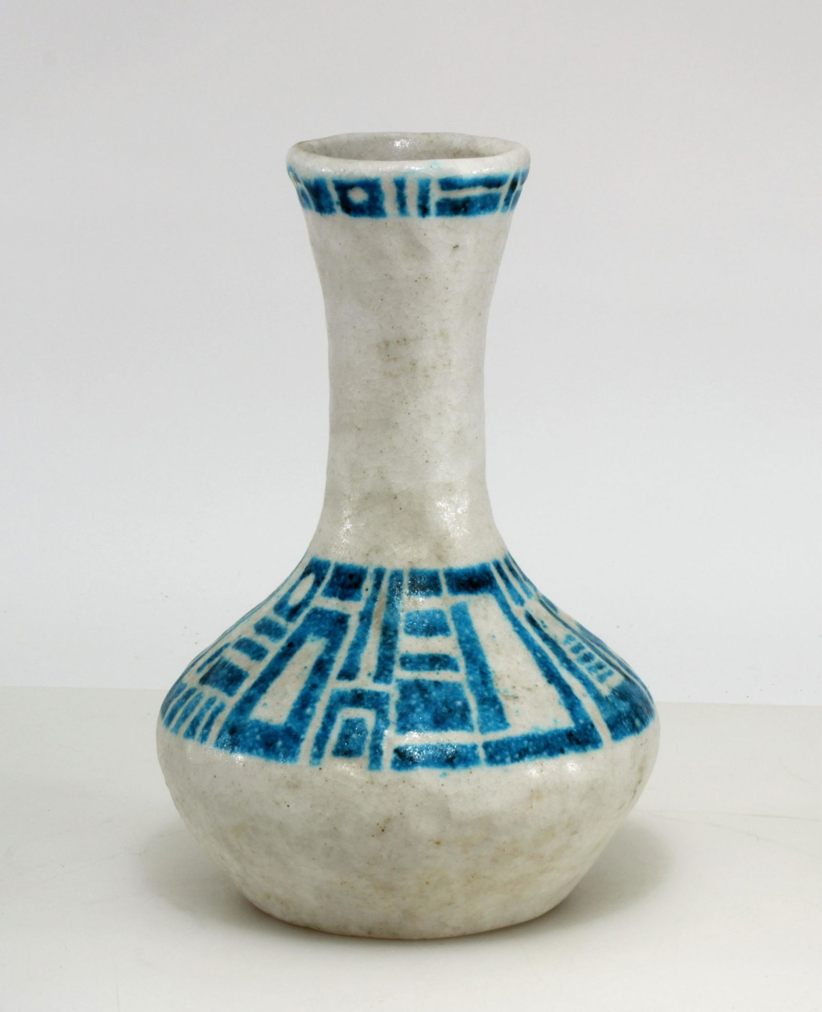 Guido Gambone - Vase: Guido Gambone (Italian, 1909 - 1969) White and blue ceramic vase with geometric design. Signed on bottom. Dimensions: 10.5" H Property from the Estate of John 'Parker' Prindle, Jr., Boston, MA.
