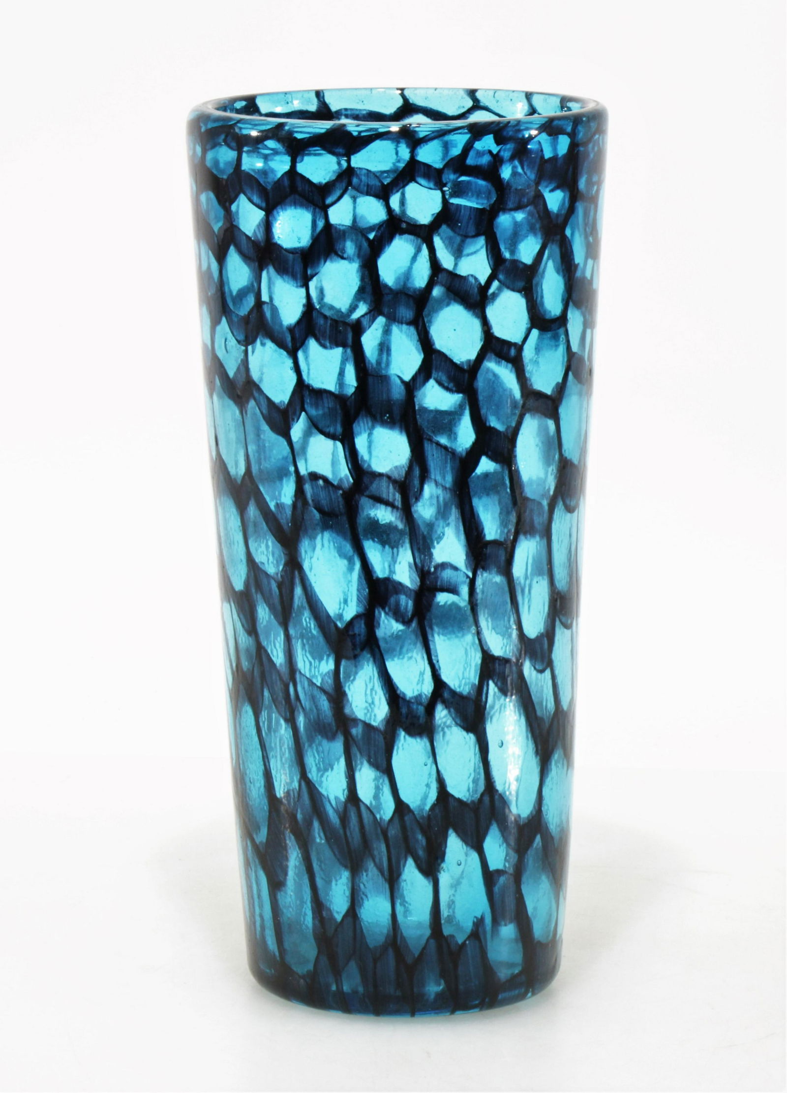 Attrib. Vittorio Ferro - Blue Fishnet Glass Vase (1 of 3)