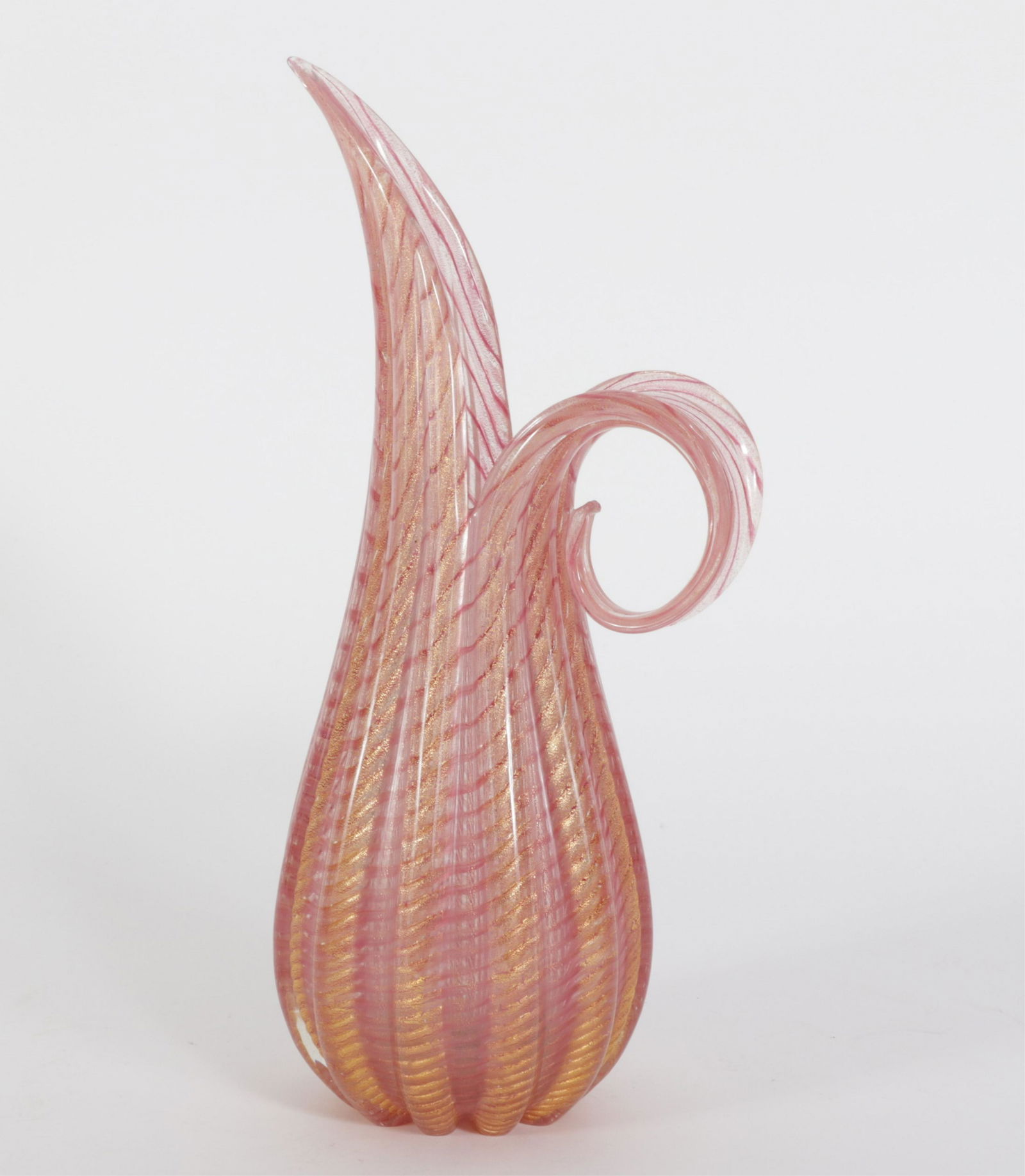 Ercole Barovier - Gilt Pink Swirl Vase, 1950 (1 of 5)