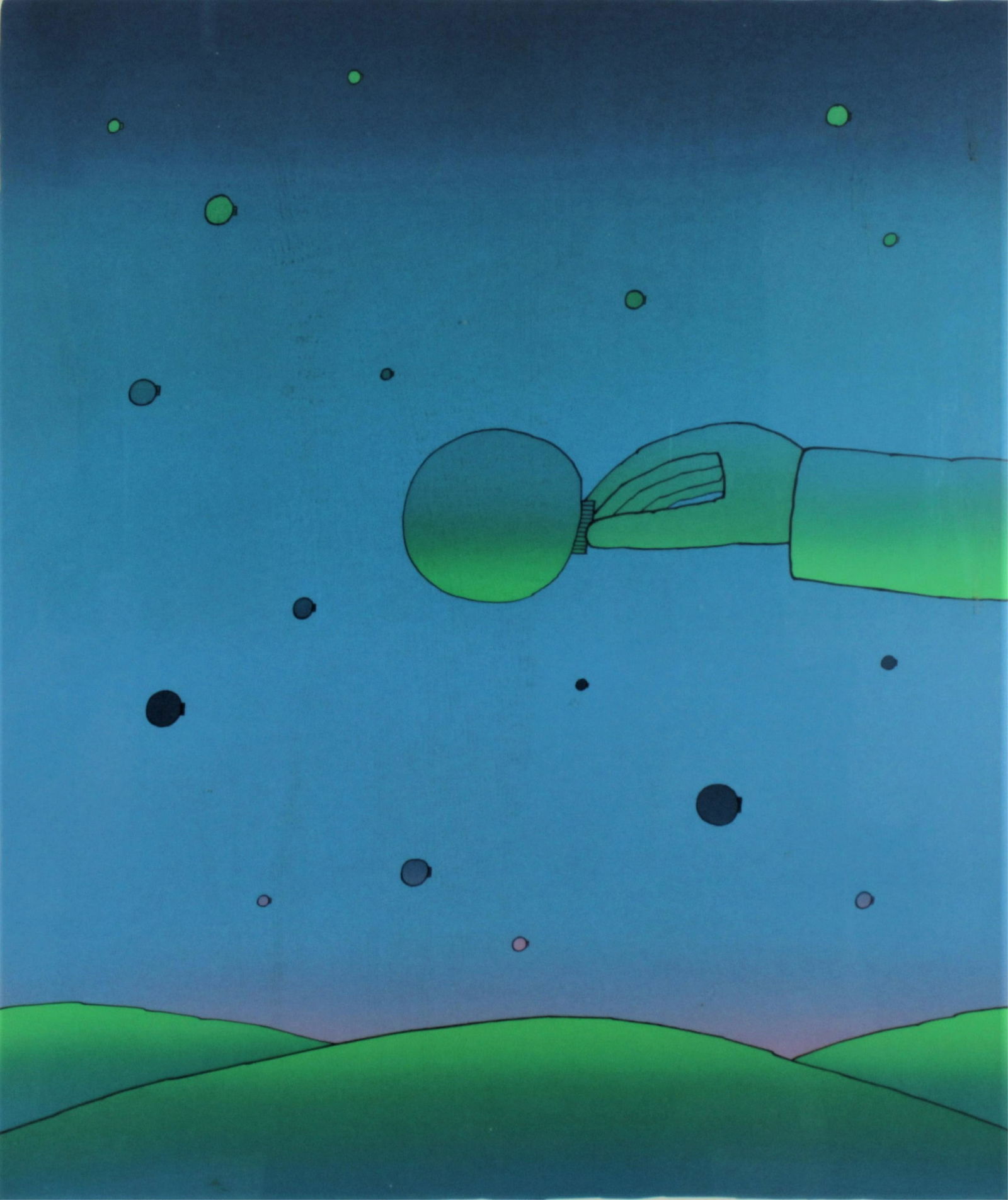 Jean-Michel Folon - La Nuit du Temps: Jean-Michel Folon (Belgian, 1934 - 2005). La Nuit du Temps, screenprint. Signed in graphite lower right, titled center, dated 1974, edition 15 of 15. Dimensions: Framed: 36.5 x 29.5" Property from the