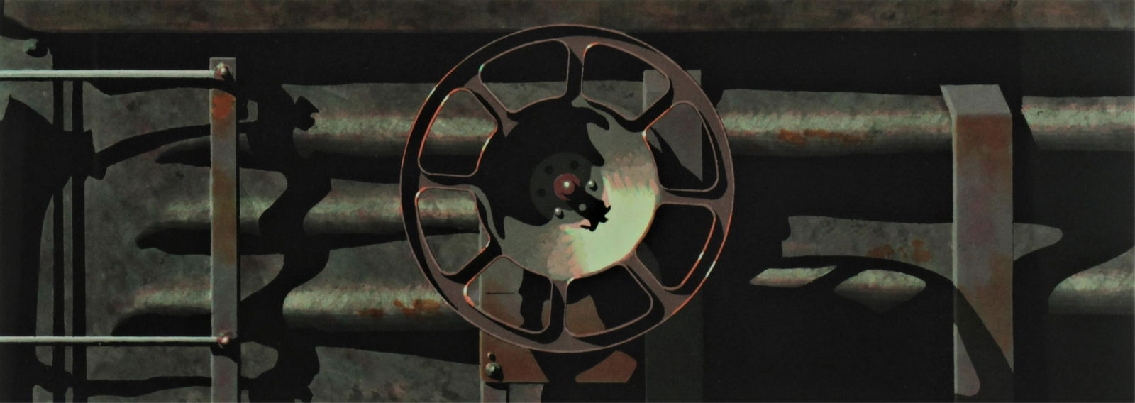 Robert Cottingham - Rolling Stock: Robert Cottingham (American, b 1935). Rolling Stock, for Armyn, color aquatint and etching. Signed in graphite lower right, dated 1992. Titled and numbered 41 of 60 lower left. Dimensions: Image 6.25