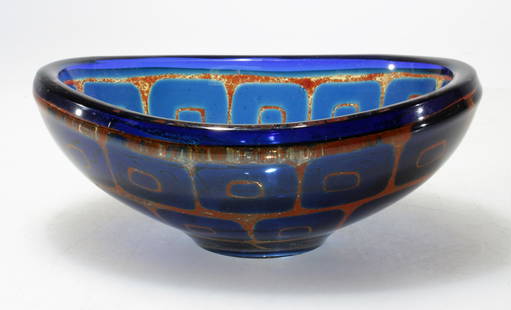 Sven Palmqvis for Orrefors - Ravenna Bowl: Sven Palmqvist (1906-1984) for Orrefors, Ravenna bowl, model 2876. Signed on bottom. Dimensions: 2.75" H x 6.5" W x 5" D Property from the Estate of John 'Parker' Prindle, Jr., Boston, MA.