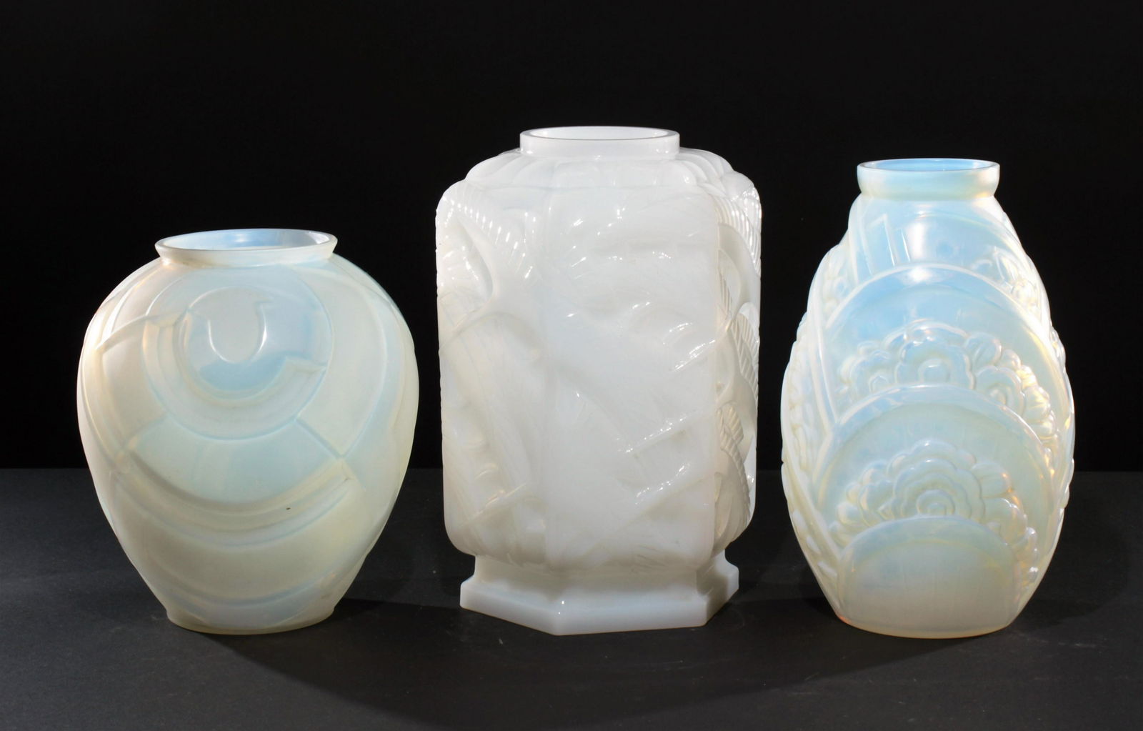 3 Art Deco Opaline Glass Vases (1 of 4)