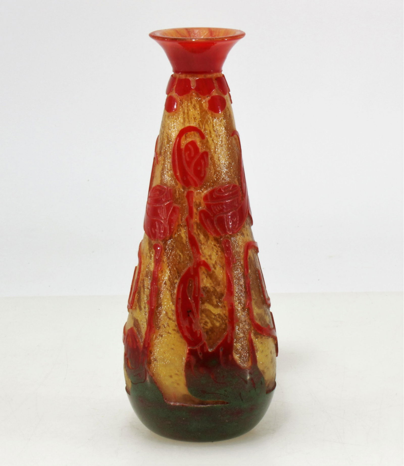 LaVerre Francais Acid Etched Glass Vase, E 20th C. (1 of 4)