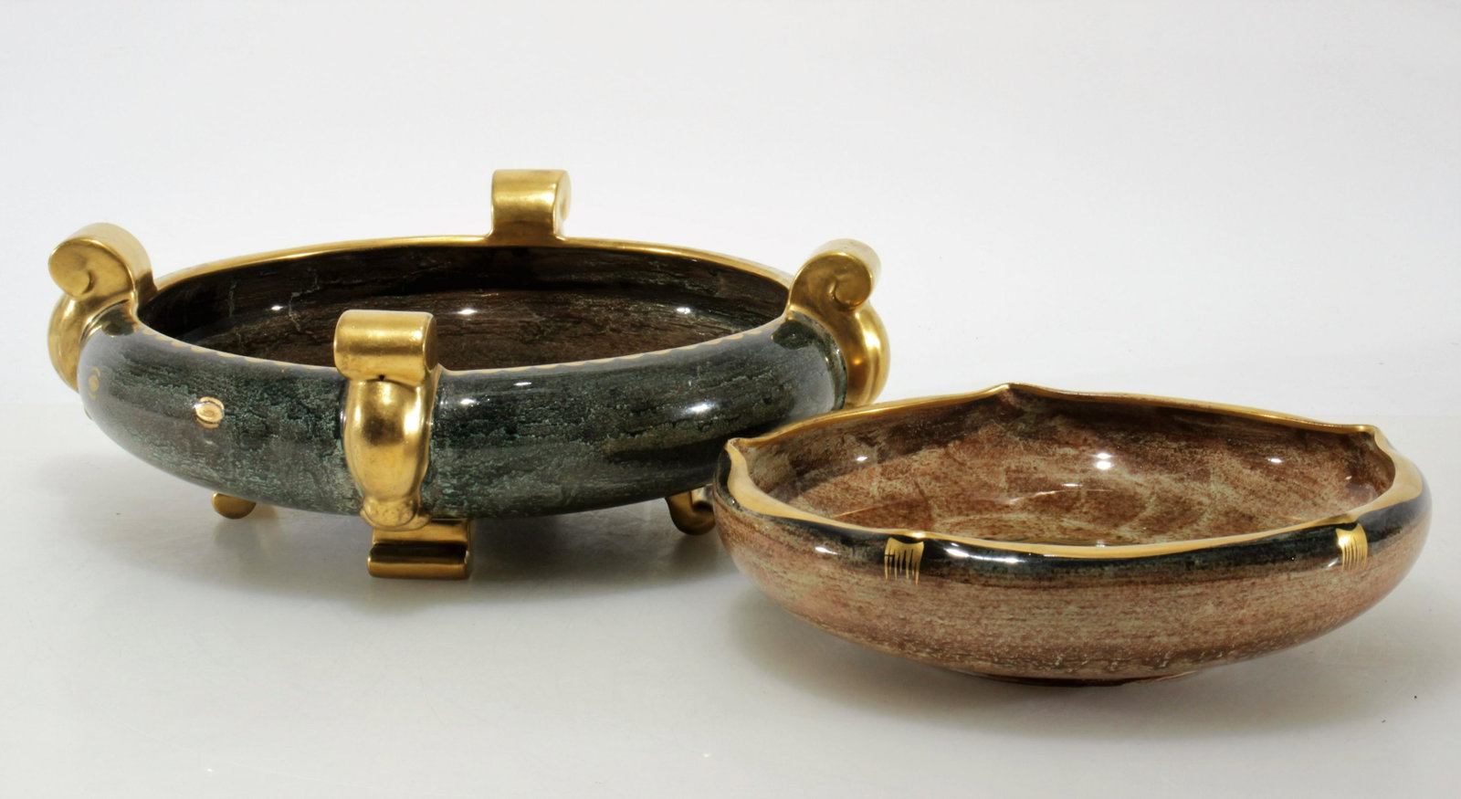 Joseph Ekberg - 2 Ceramic Bowls, Gustavsberg: Joseph Ekberg - Two Ceramic Bowls, Gustavsberg, Early 20th C. Dimensions: larger 13" diameter; 4.5" Hsmaller 9.5" diameter; 2.5" H Property from the Estate of John 'Parker' Prindle, Jr., Boston, MA.
