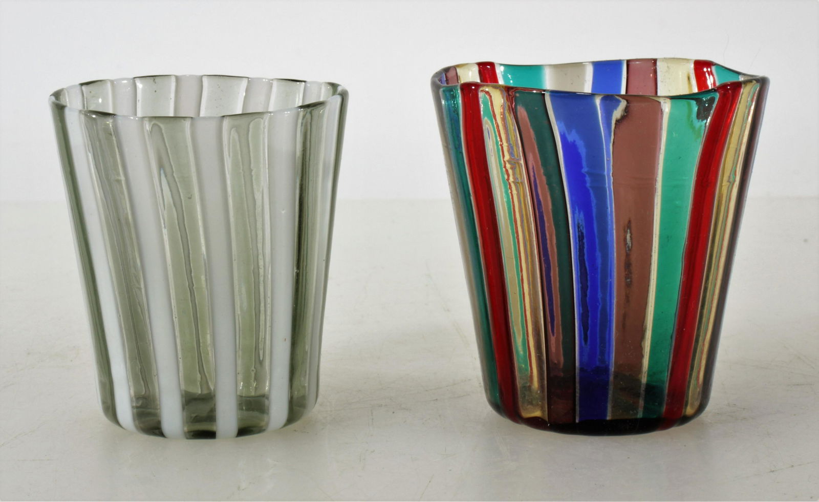 Attrib. Gio Ponti / Venini Small Cup & Another: Attrib. Gio Ponti / Venini Small Cup & Another, Mid 20th C., multicolor & neutral, unsignedDimensions: 2.5" H Property from the Estate of John 'Parker' Prindle, Jr., Boston, MA.
