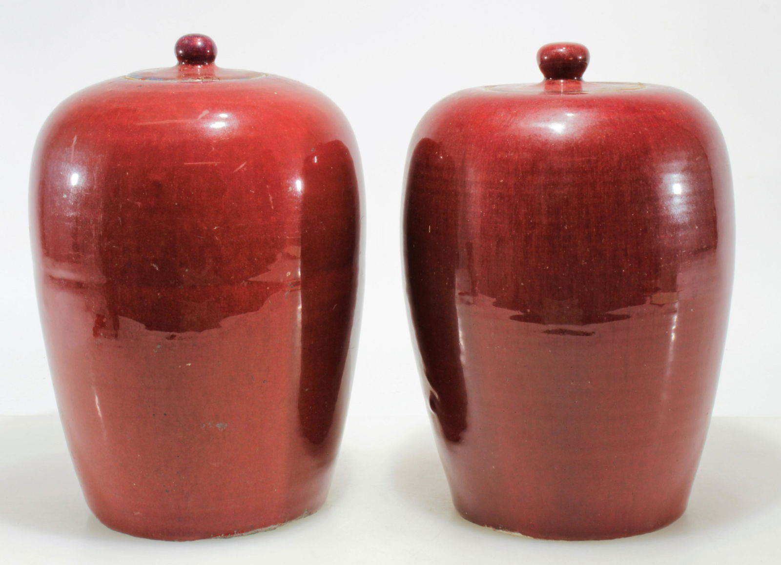 2 Asian Oxblood Porcelain Ginger Jars (1 of 5)