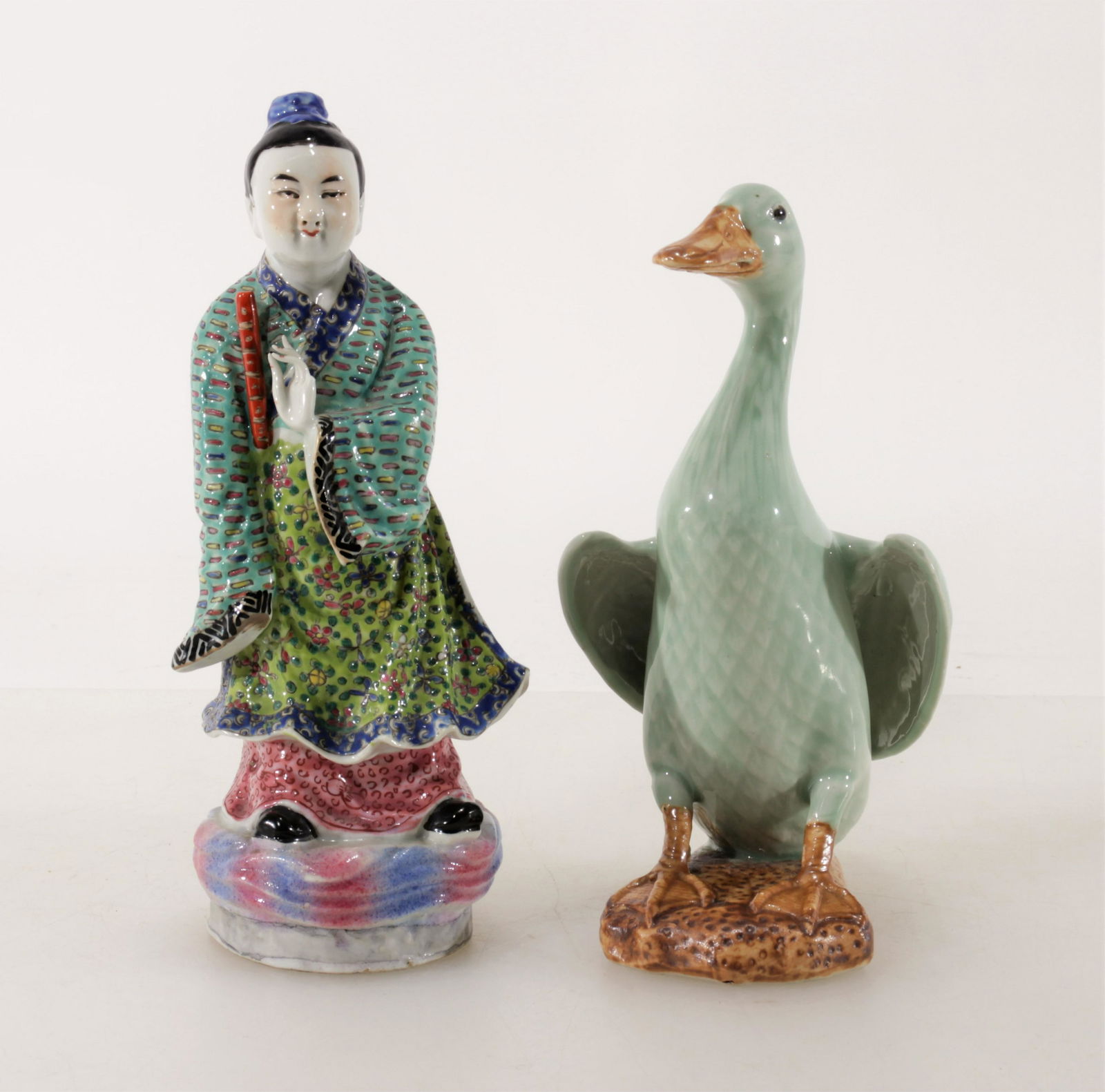 Chinese Porcelain Figure of a Man & Duck (1 of 5)