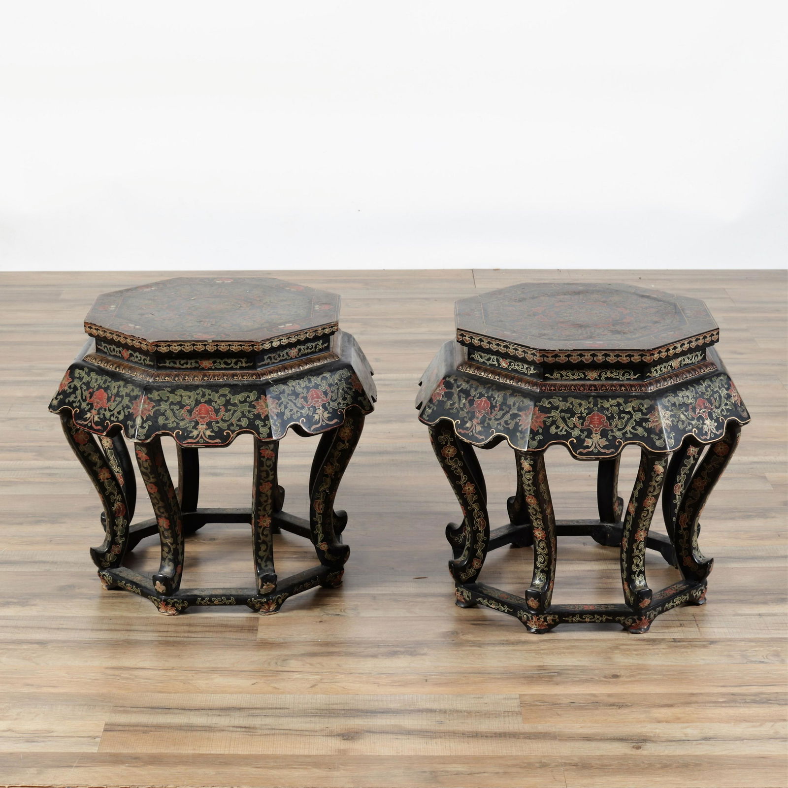 Pr Chinese Gilt Polychrome & Lacquer Pedestals (1 of 8)