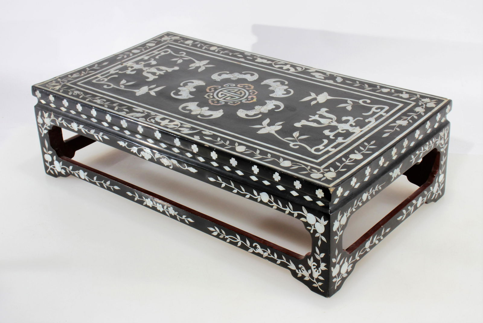 Chinese Style MOP Inlaid Black Lacquer Low Table (1 of 8)