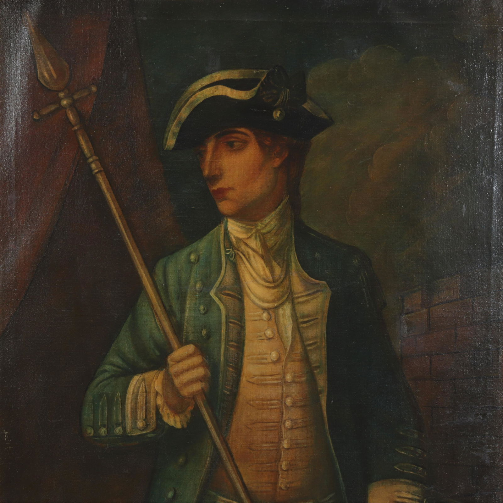 19th C. French School Man with Staff, O/C (1 of 5)