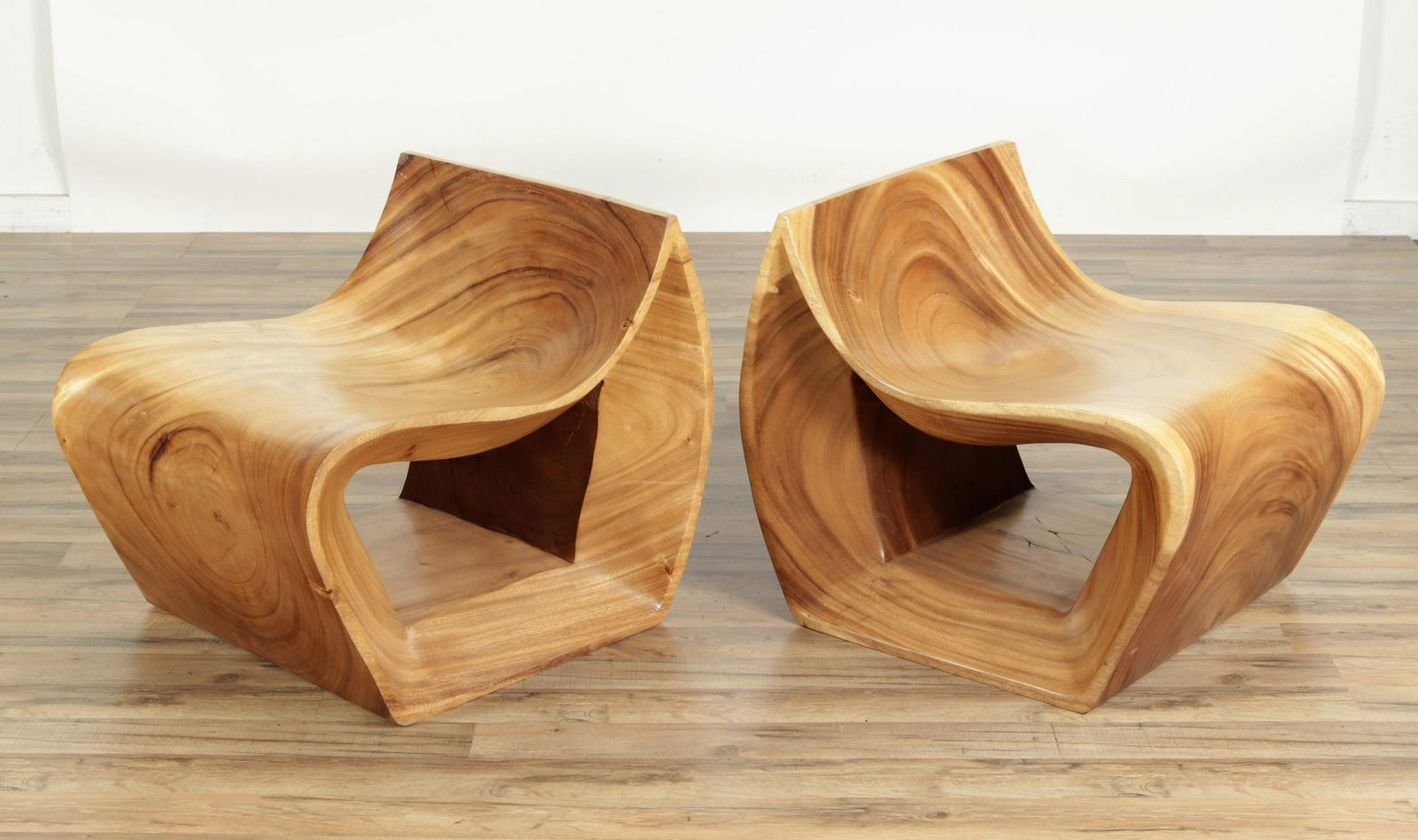 Pair of Indonesian Wood Loop Lounge Chairs (1 of 5)
