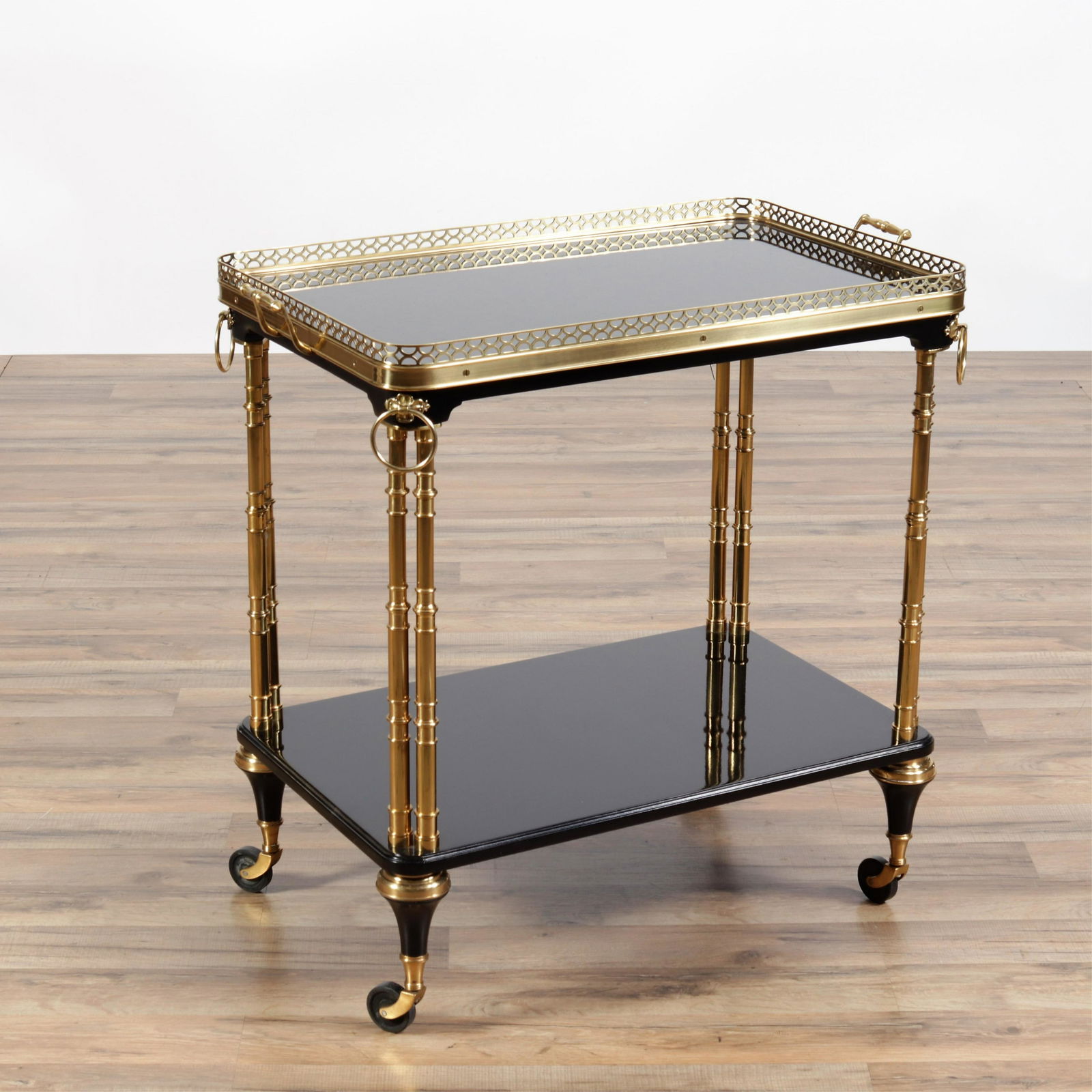 Regency Style Brass Mounted Lacquered Trolly Cart (1 of 5)