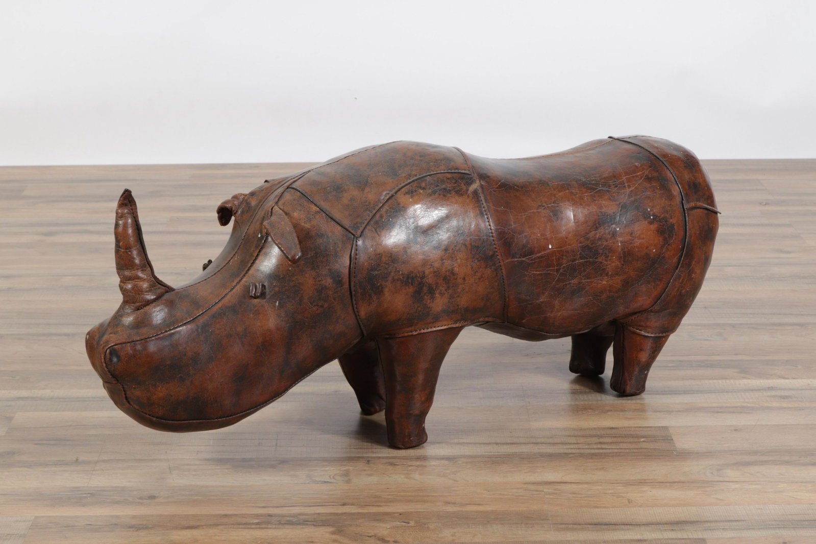 Omersa Large Rhinoceros Footstool: Omersa for Abercrombie & Fitch Large Leather Rhinoceros Footstool, ear marked 17"H x 43"L x 12"D