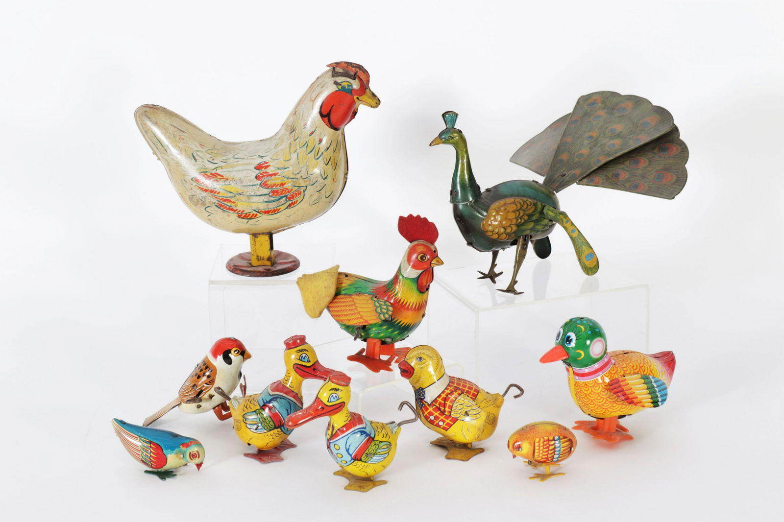 Vintage Peafowl, Birds Tin Litho Wind-Up Toys (1 of 4)