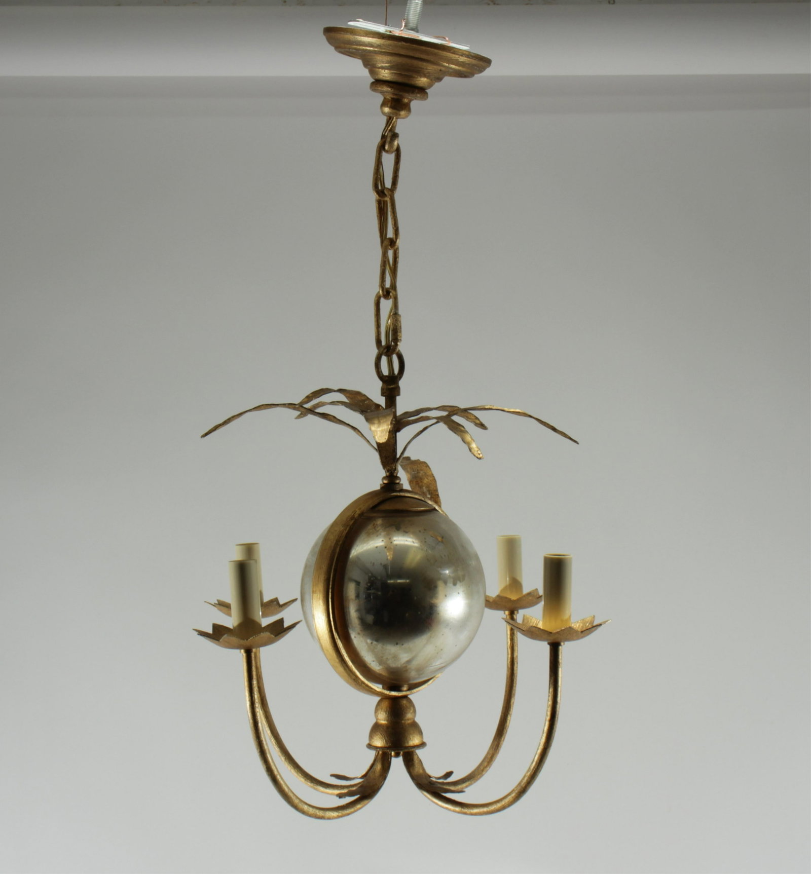 Classical Style Gilt Mercury Glass Chandelier: Classical Style Gilt-Metal Mercury Glass Chandelier 15" H x 16" Dia.