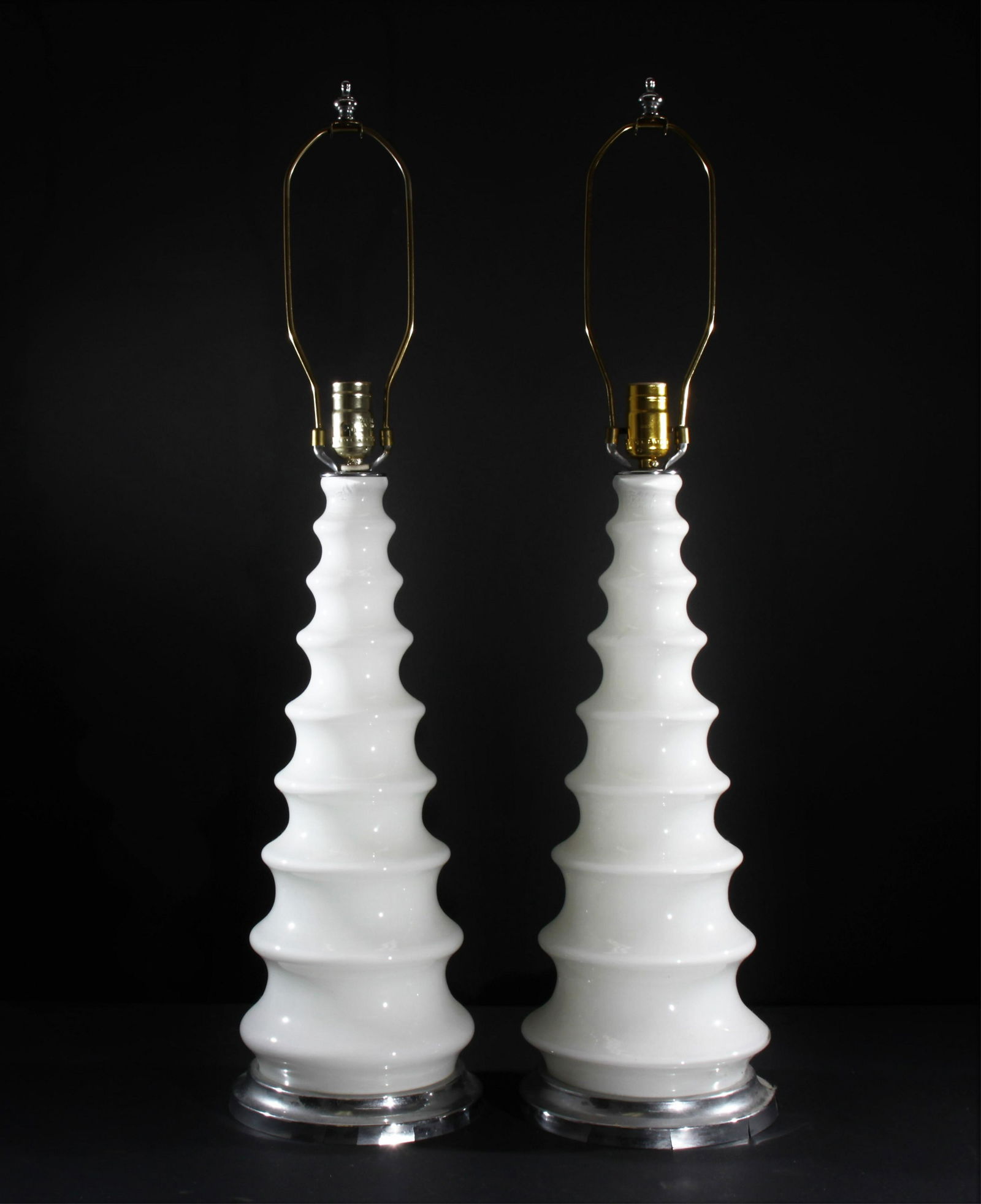 Pair Midcentury Case Glass Pyramid Lamps (1 of 7)