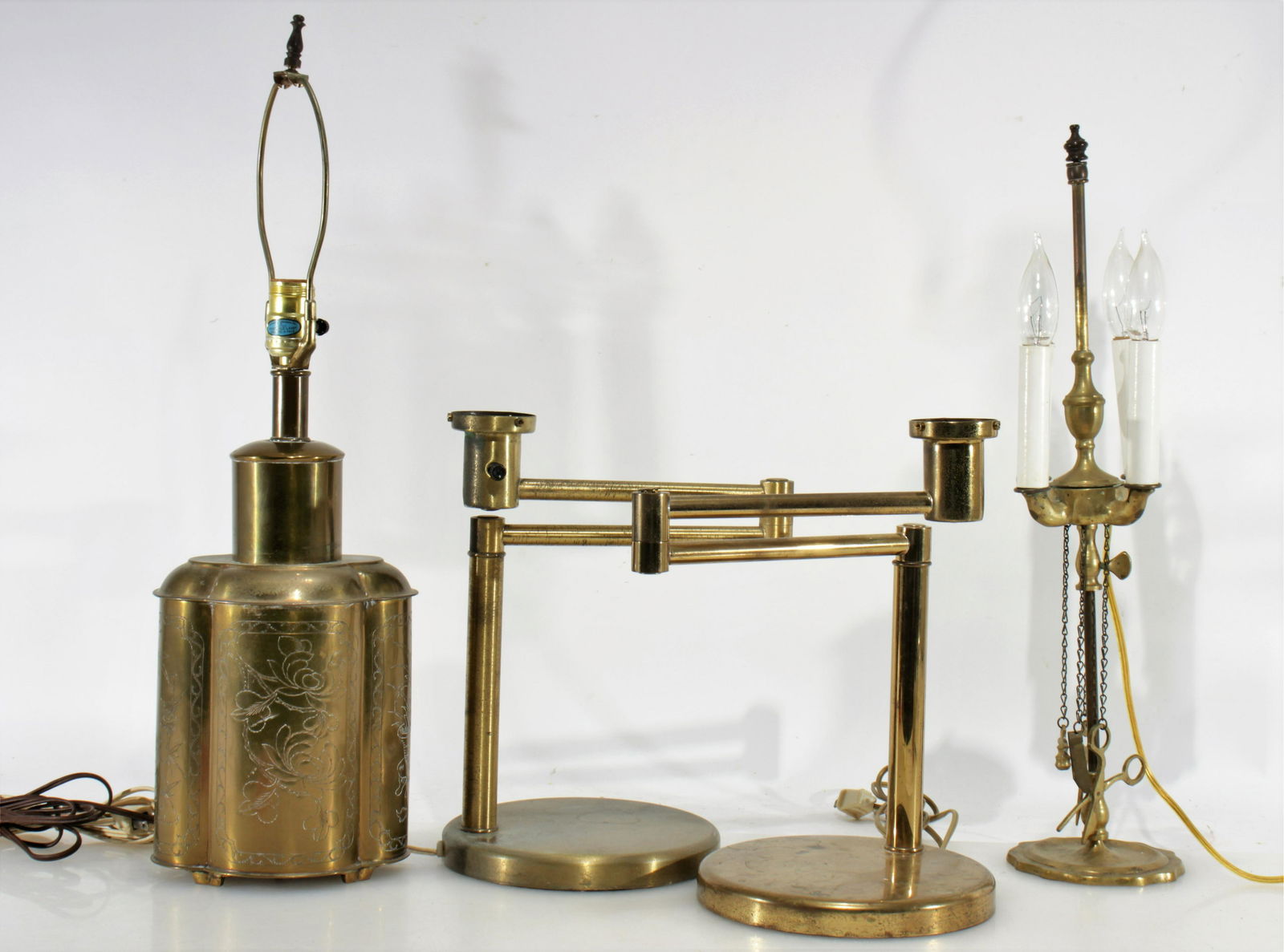 Four Brass Table Lamps Including Nessen Swingarm (1 of 8)