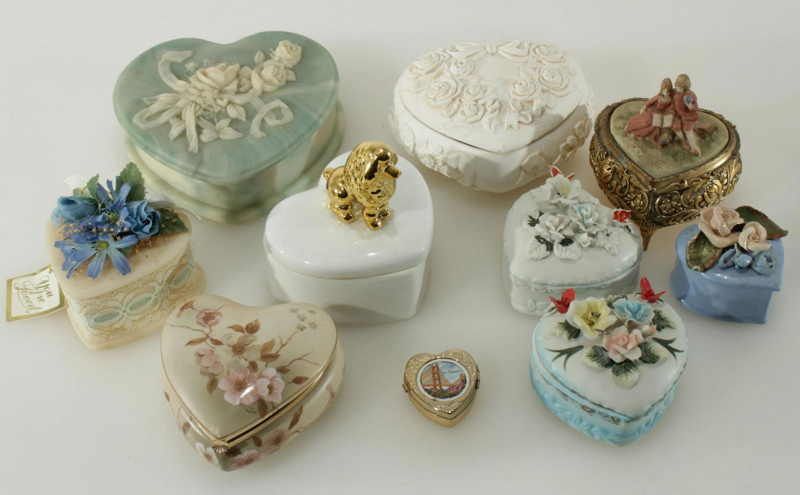 10 Various Material Heart Shaped Trinket Boxes (1 of 8)