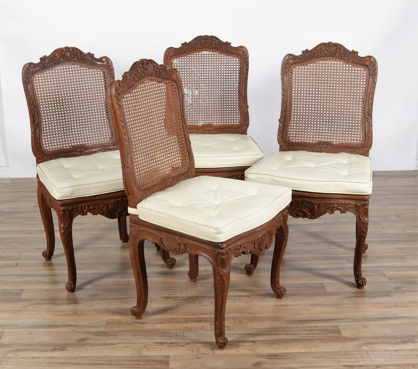Set of 4 Louis XV Style Caned Beechwood Chaise (1 of 9)