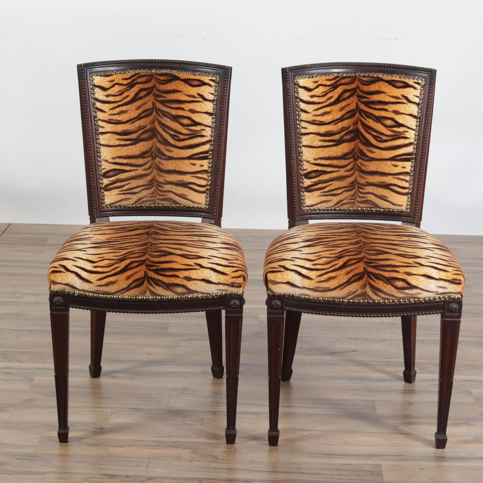 Pair of Wood/ Upholstered French Style Side Chairs (1 of 6)