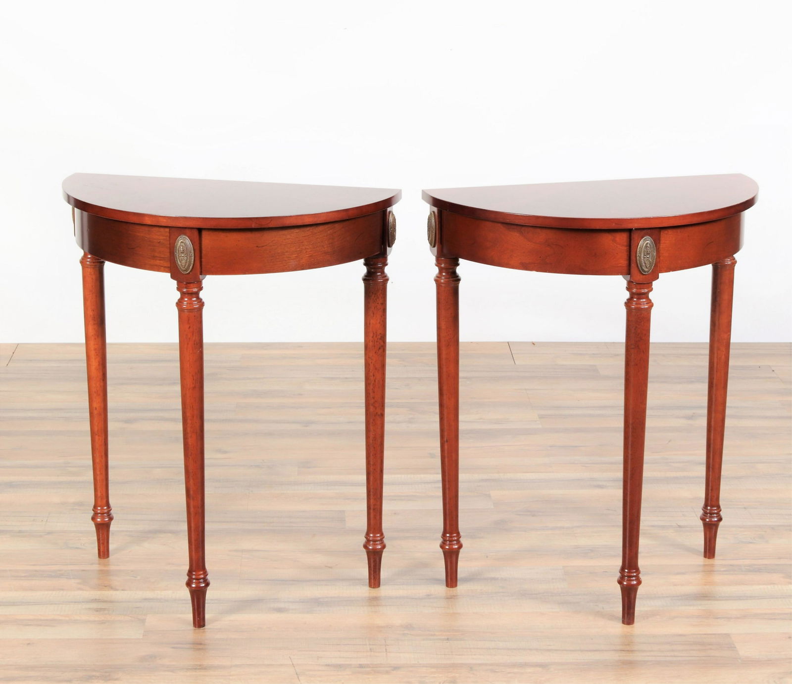 Pair Neo-Classical Style Mahogany Consoles (1 of 8)